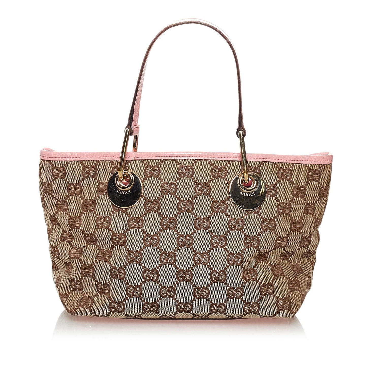 Gucci GG Eclipse SHG Canvas Brown Pink Satchel Bag