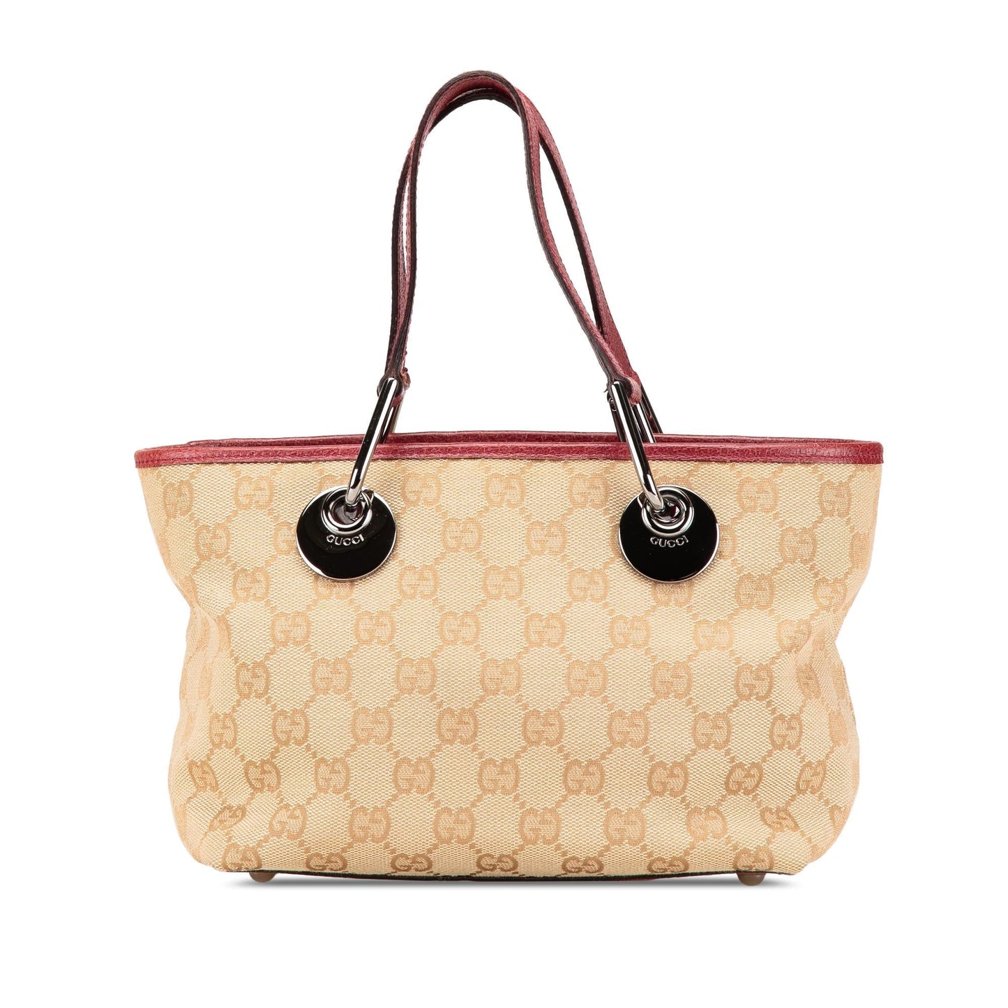 Gucci GG Eclipse Canvas Calf Brown Red Satchel Bag Eclipse Handbag