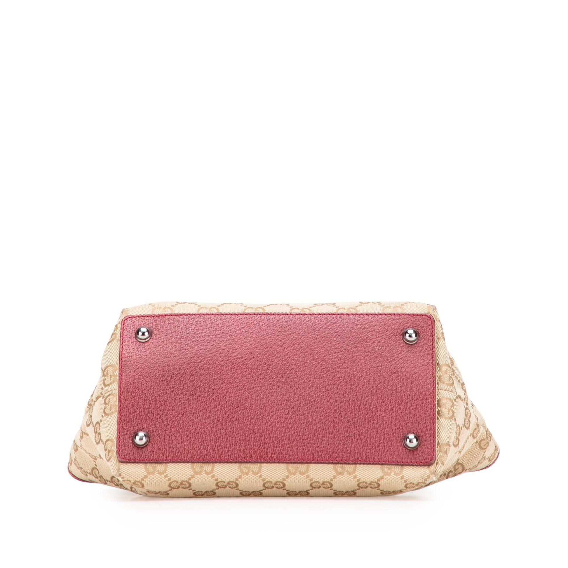 Gucci GG Eclipse Canvas Calf Brown Red Satchel Bag