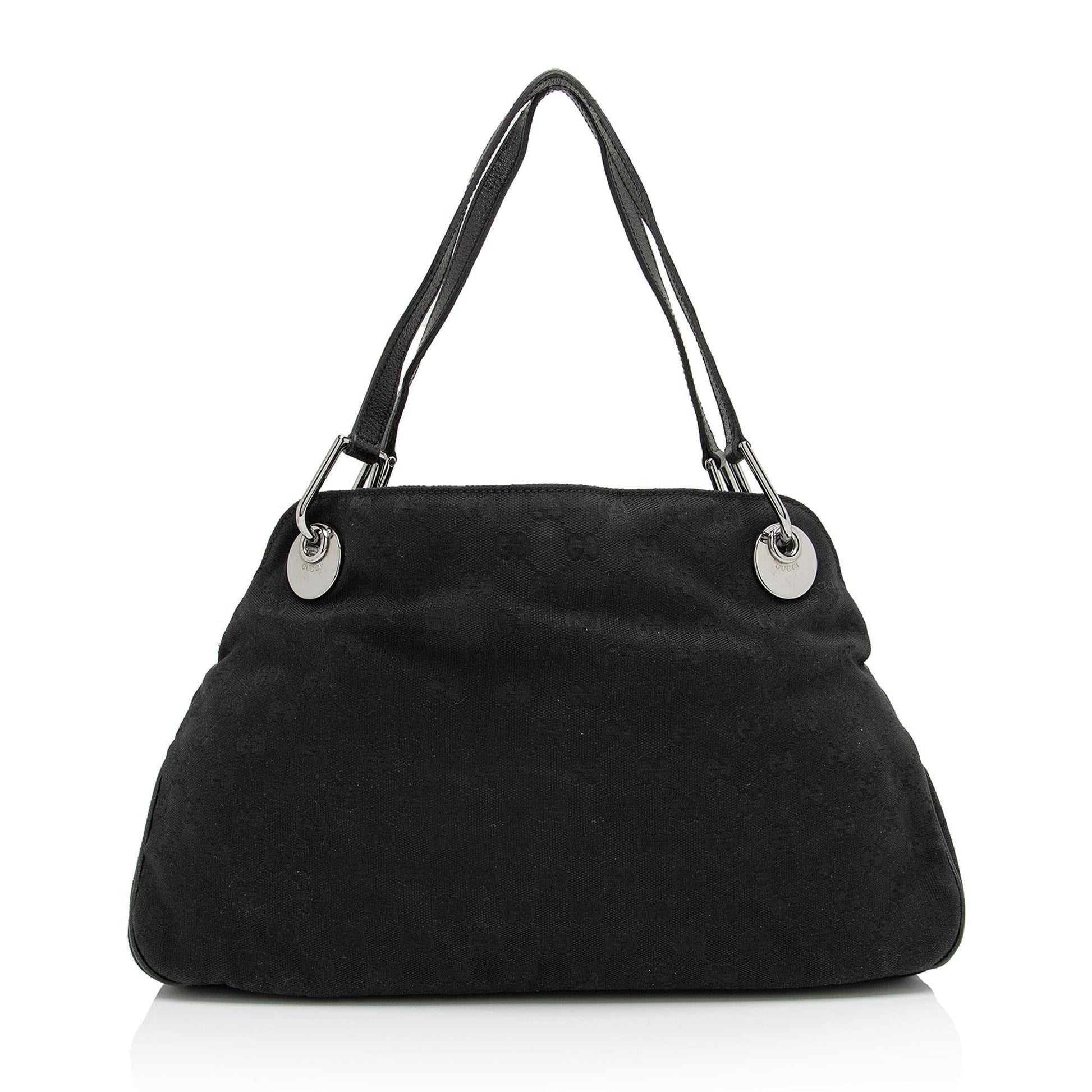 Gucci GG Eclipse SHF-3PUt2j Leather Canvas Black Medium Shoulder Bag