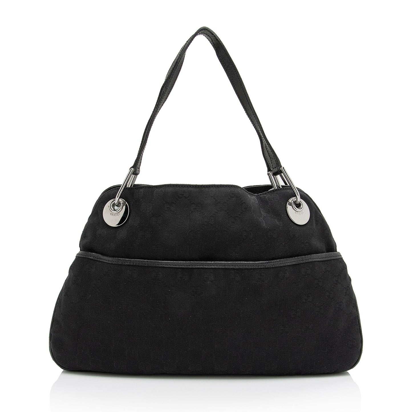 Gucci GG Eclipse SHF-3PUt2j Leather Canvas Black Medium Shoulder Bag