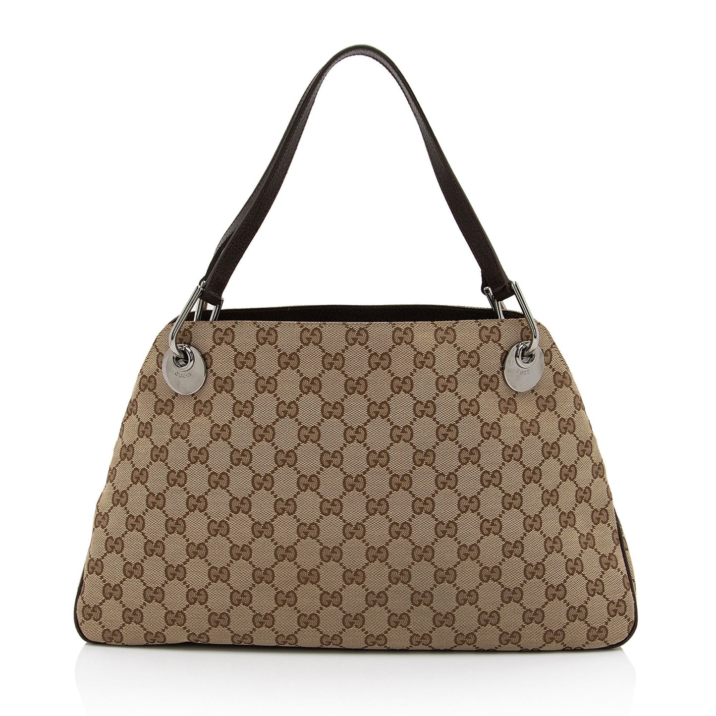 Gucci GG Eclipse SHF-YMoOGb Leather Canvas Brown Beige Shoulder Bag