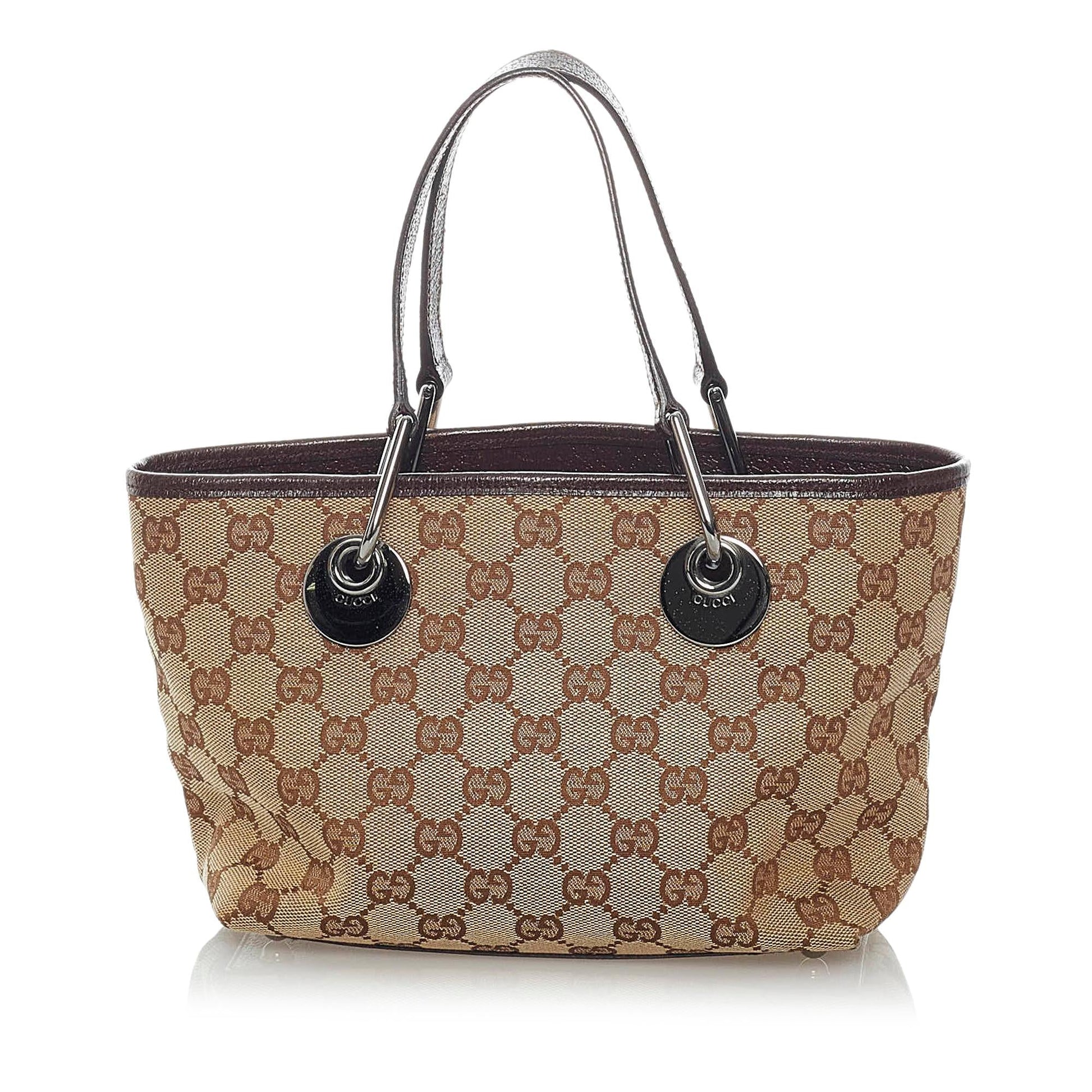 Gucci GG Eclipse SHG Canvas Calf Brown Mini Satchel Bag