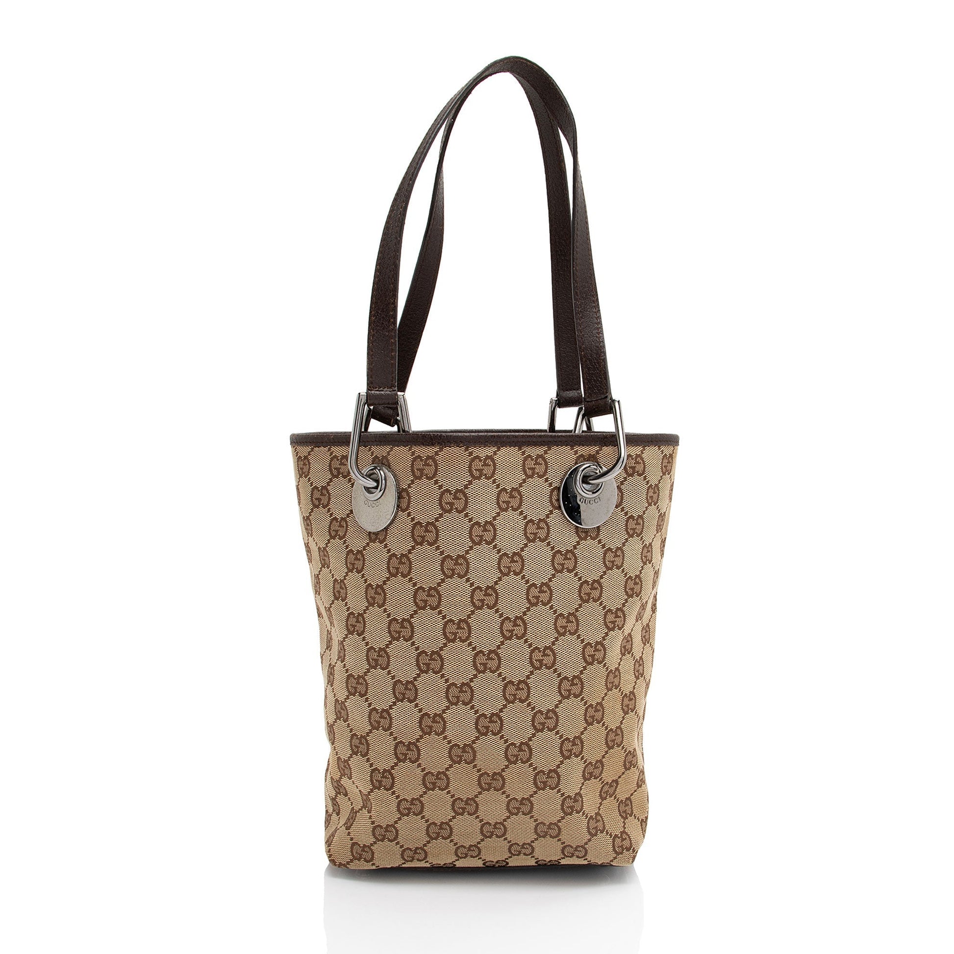 Gucci GG Eclipse N S SHF-QqGTJE Leather Canvas Brown Beige Tote Bag