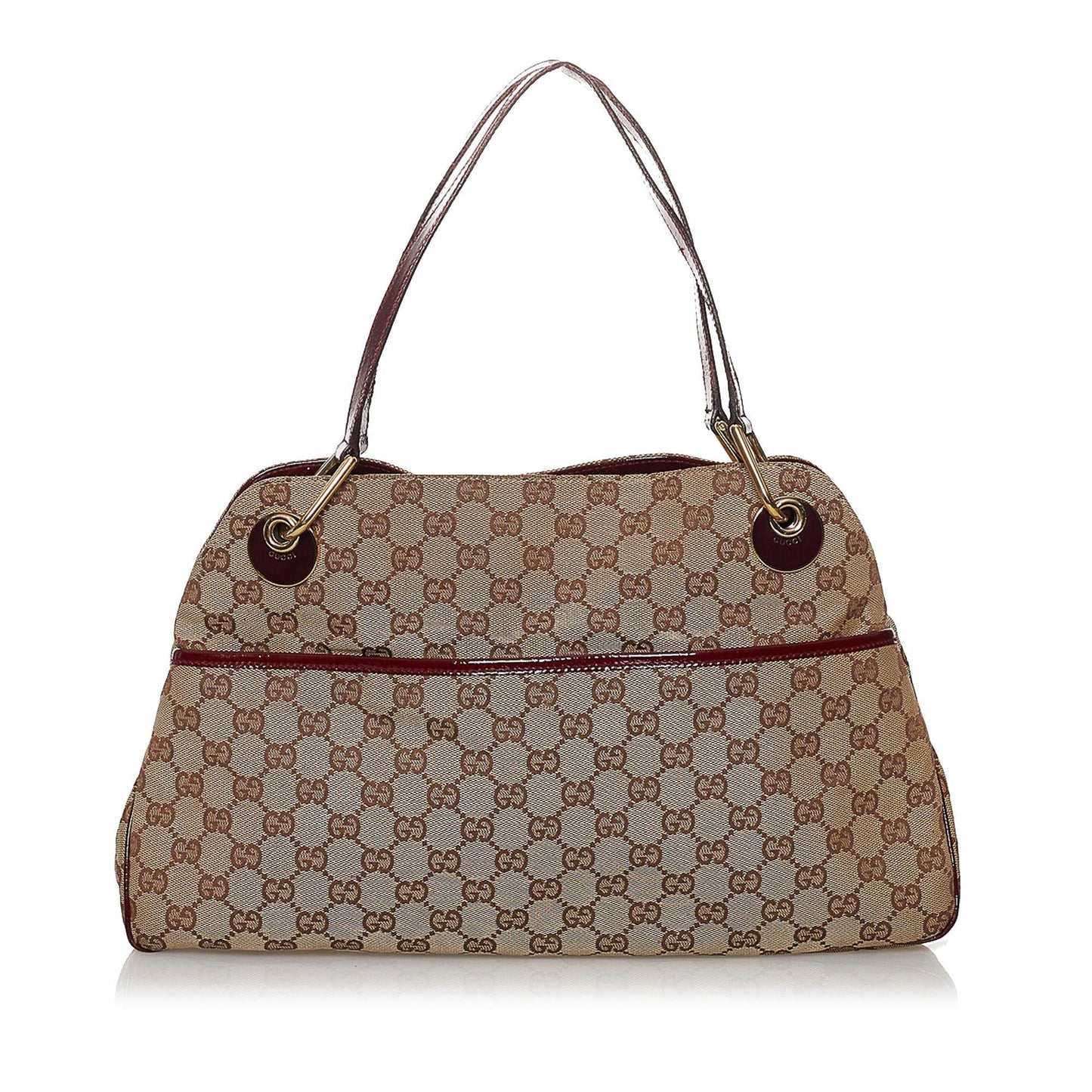 Gucci GG Eclipse SHG Canvas Calf Brown Red Shoulder Bag Bag Shg