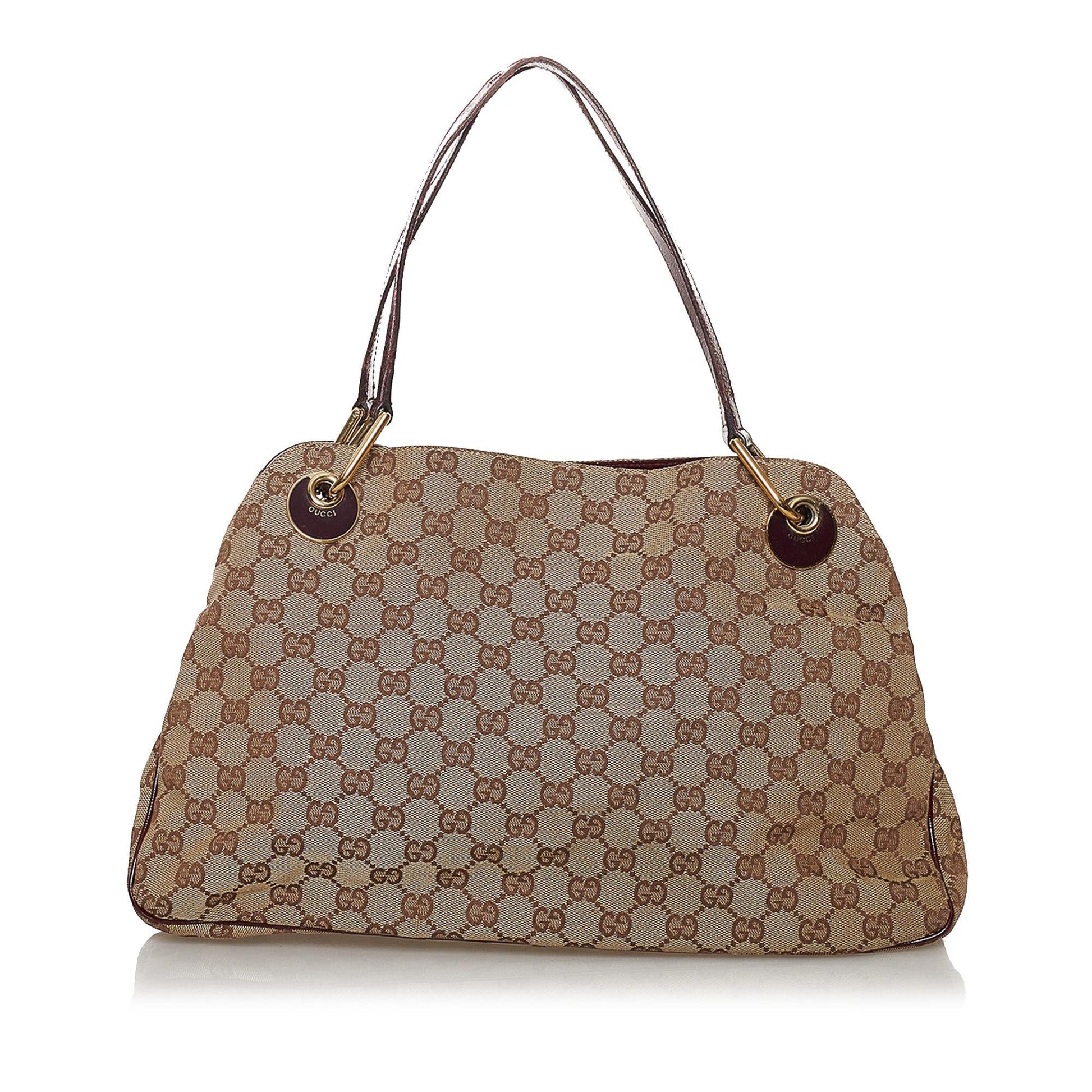 Gucci GG Eclipse SHG Canvas Calf Brown Red Shoulder Bag