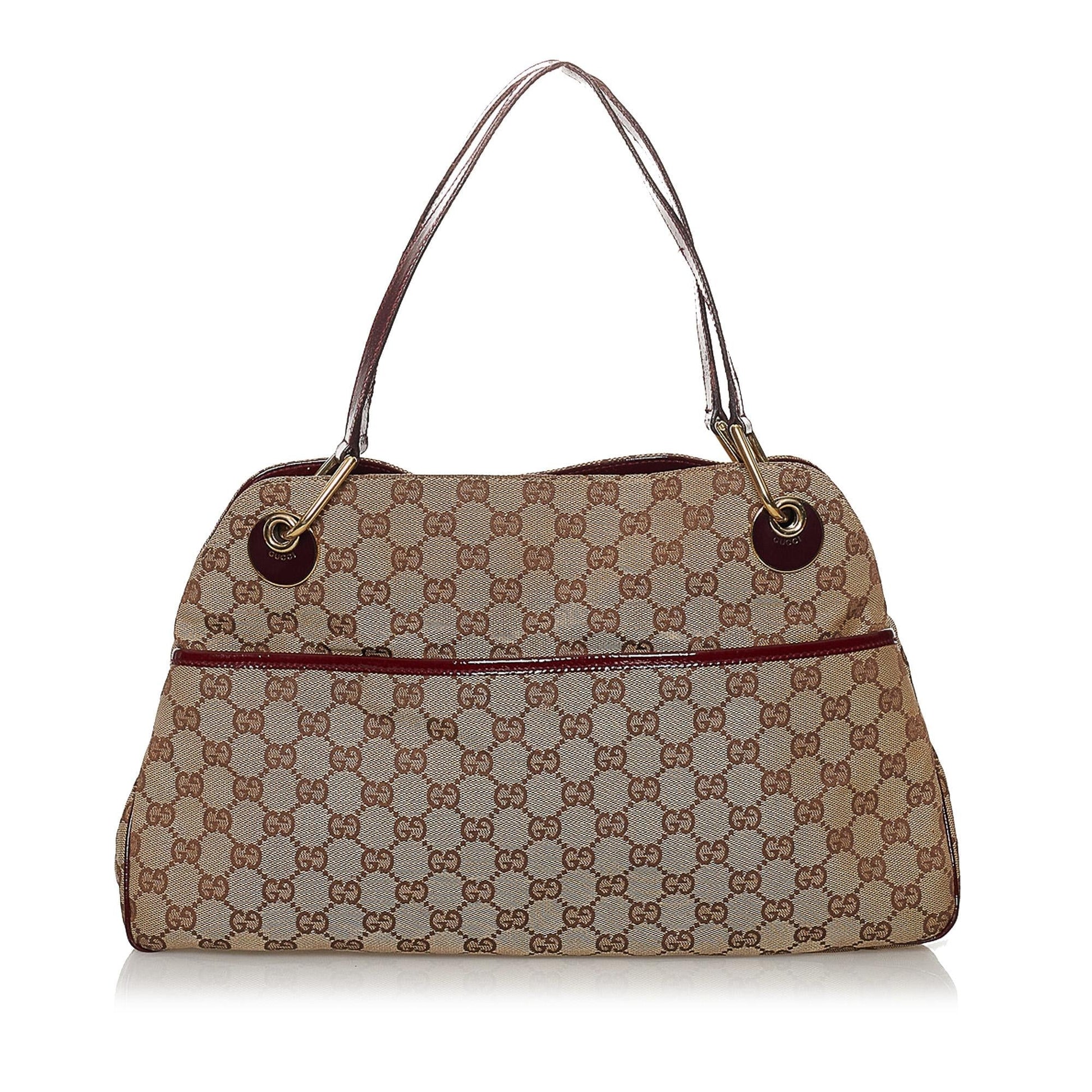 Gucci GG Eclipse SHG Canvas Calf Brown Red Shoulder Bag