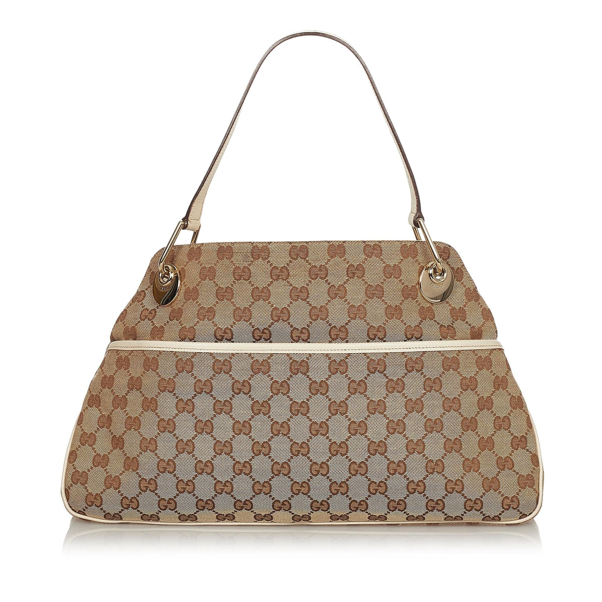 Gucci GG Eclipse SHG Canvas White Brown Shoulder Bag