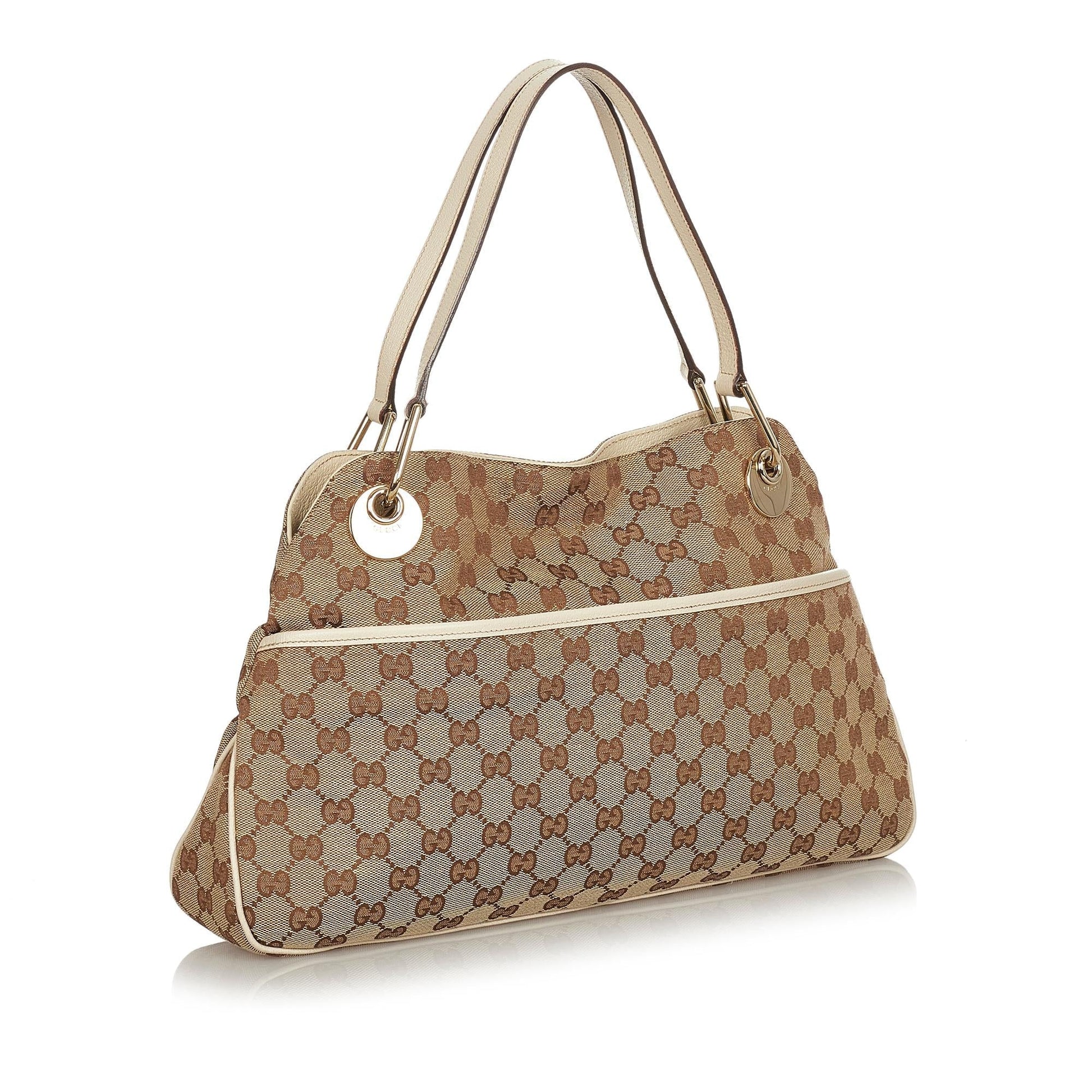Gucci GG Eclipse SHG Canvas White Brown Shoulder Bag