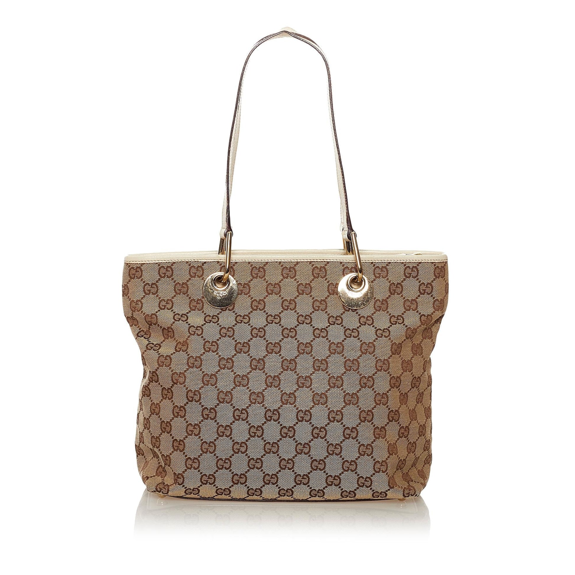 Gucci GG Eclipse SHG Canvas Calf White Brown Shoulder Bag