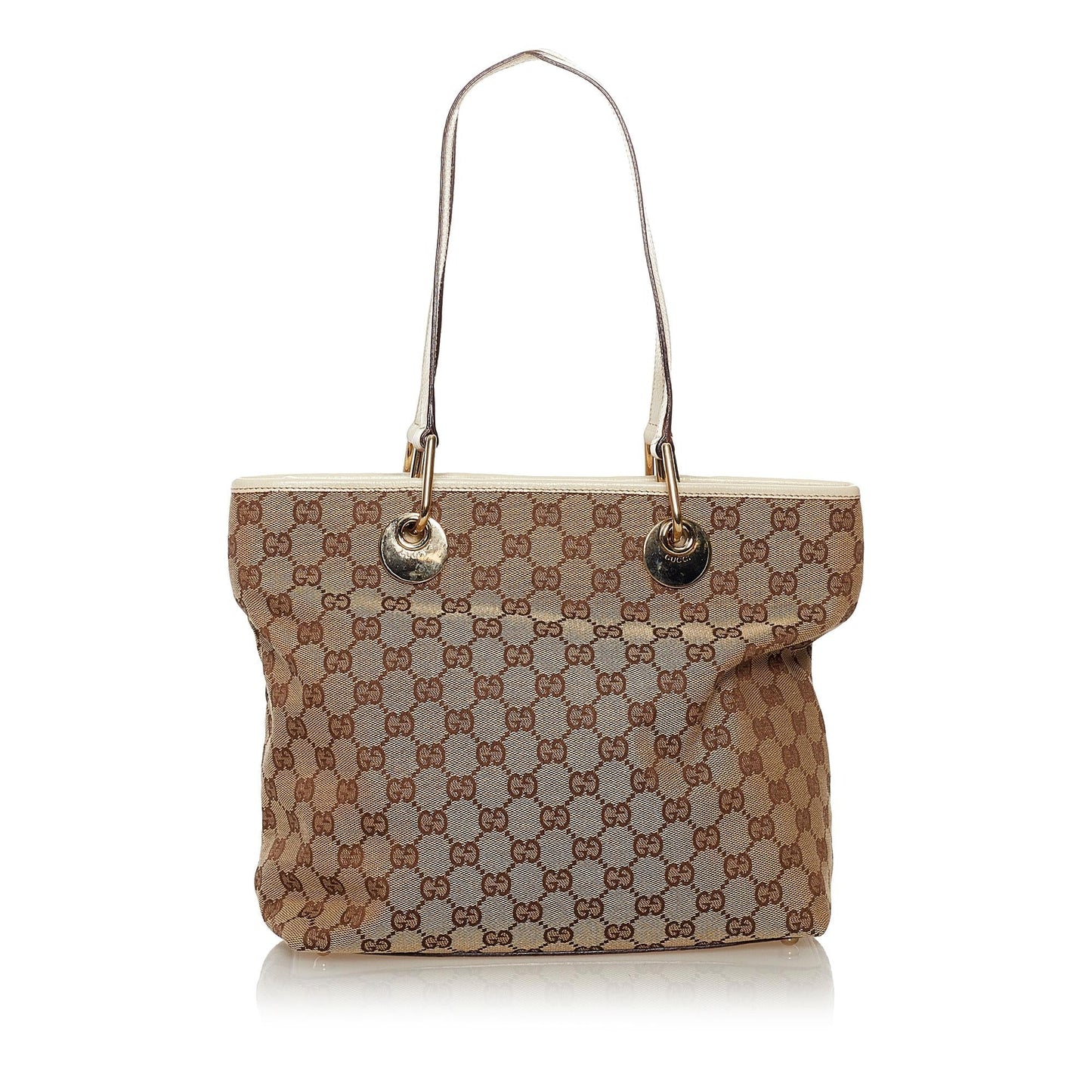 Gucci GG Eclipse SHG Canvas Calf White Brown Shoulder Bag
