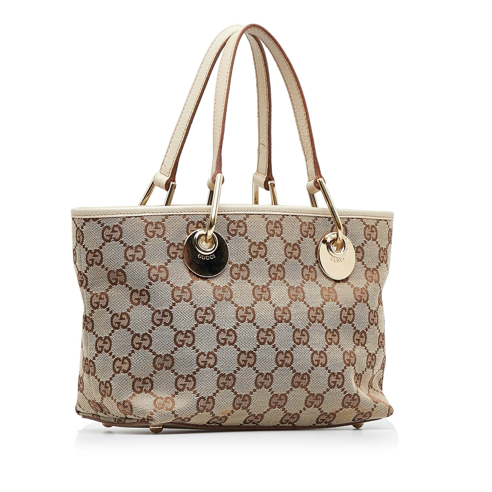 Gucci GG Eclipse SHG-lWXVX7 Canvas Calf White Brown Shoulder Bag