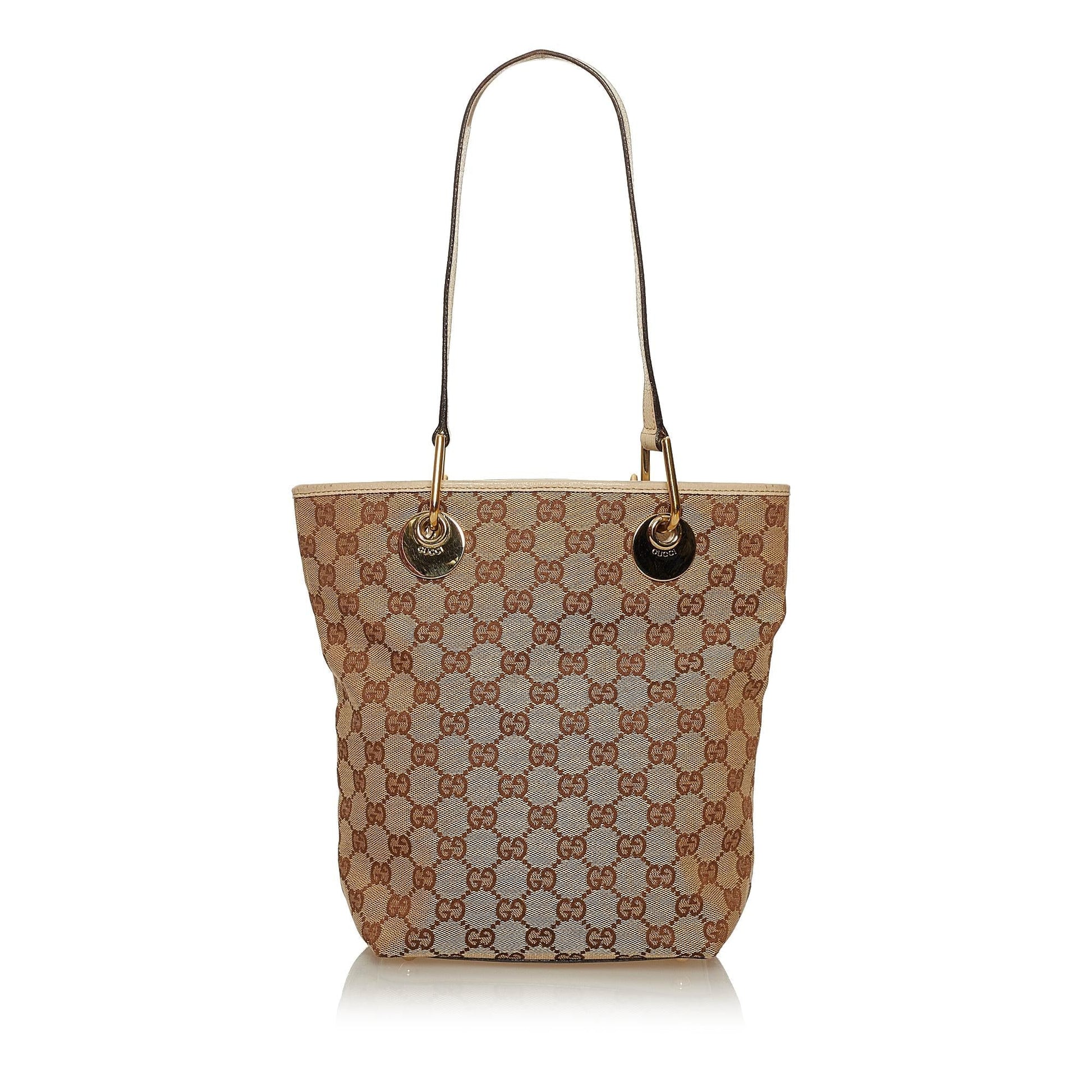 Gucci GG Eclipse SHG Canvas White Brown Tote Bag 6