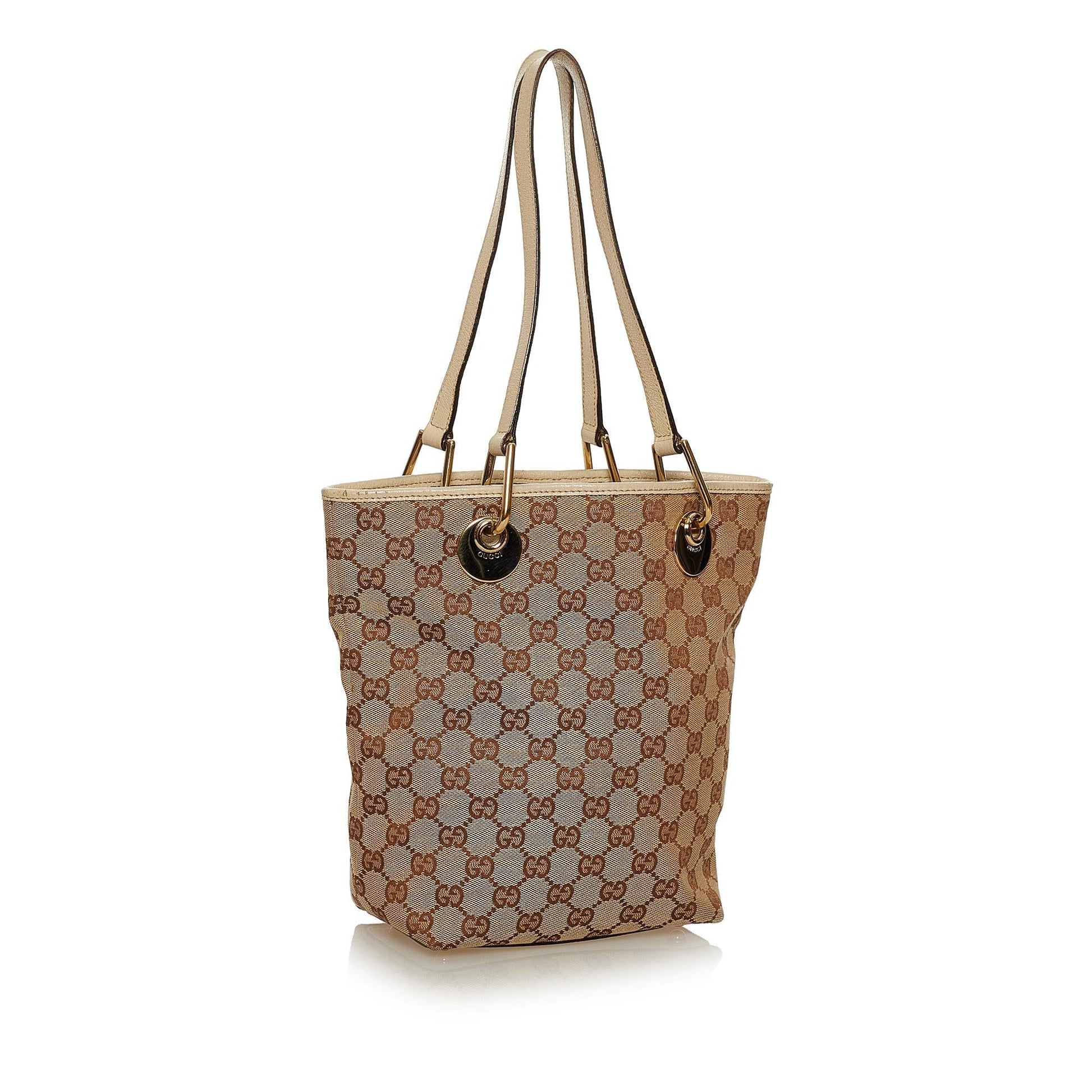 Gucci GG Eclipse SHG Canvas White Brown Tote Bag 6