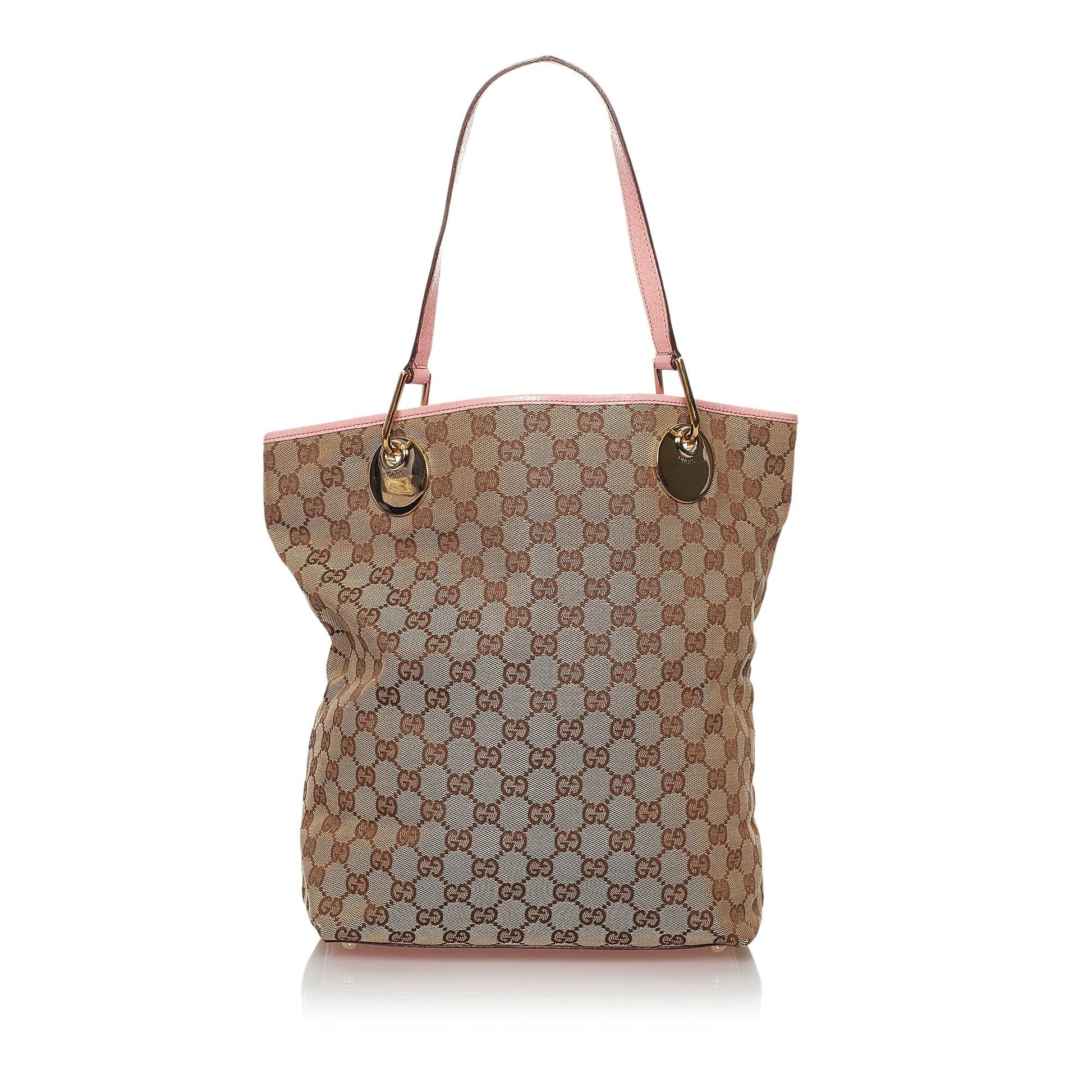 Gucci GG Eclipse SHG Canvas Brown Pink Tote Bag 3