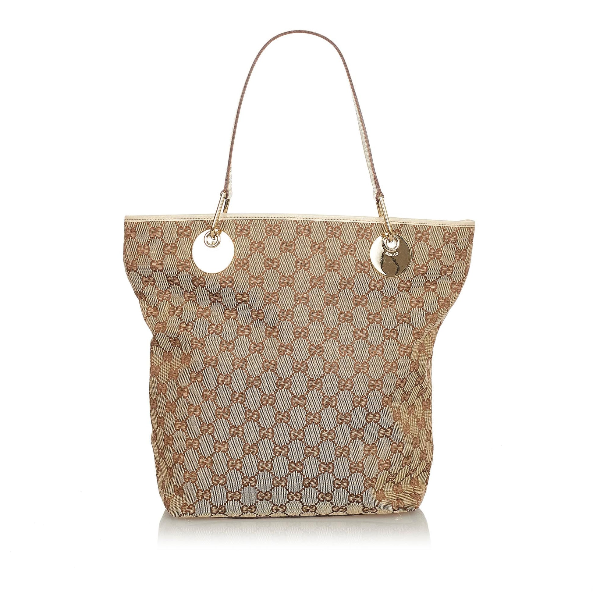 Gucci GG Eclipse SHG Canvas White Brown Tote Bag 7