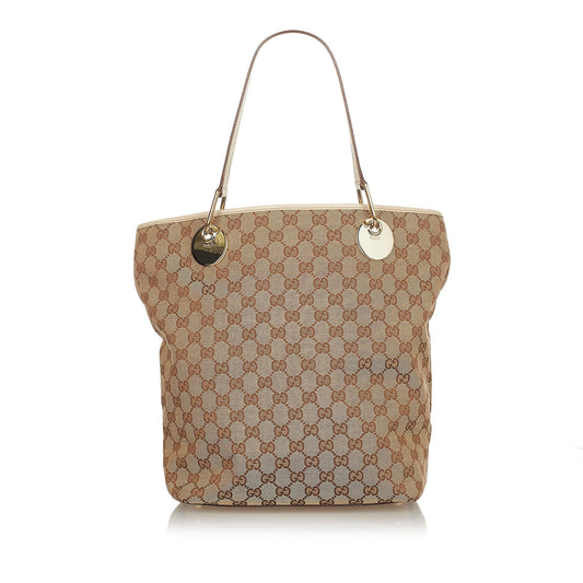 Gucci GG Eclipse SHG Canvas White Brown Tote Bag 7