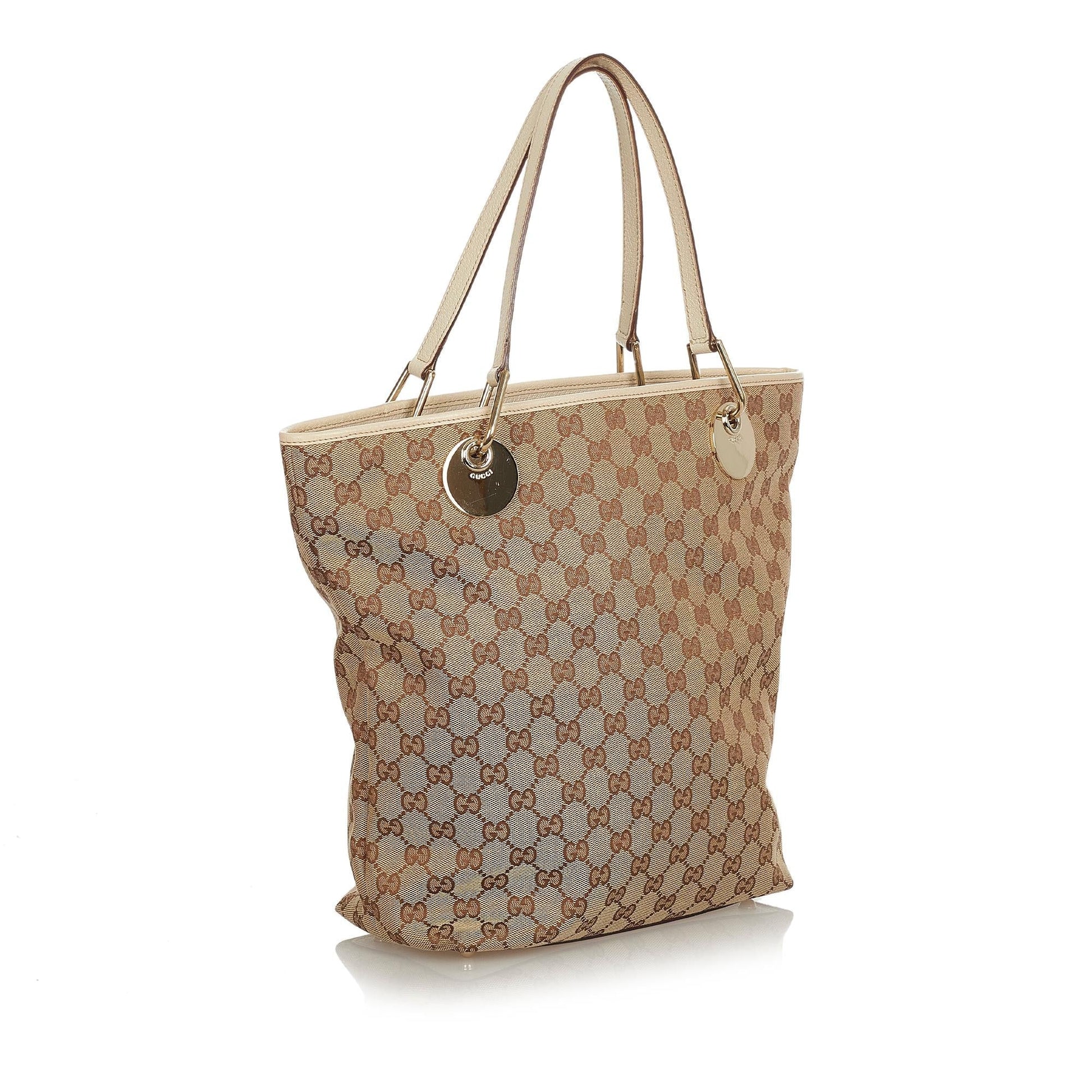 Gucci GG Eclipse SHG Canvas White Brown Tote Bag 7