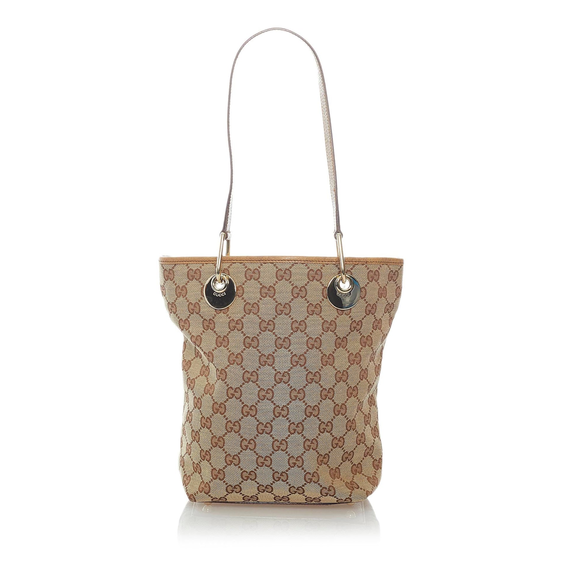 Gucci GG Eclipse SHG Canvas Calf Brown Tote Bag 5
