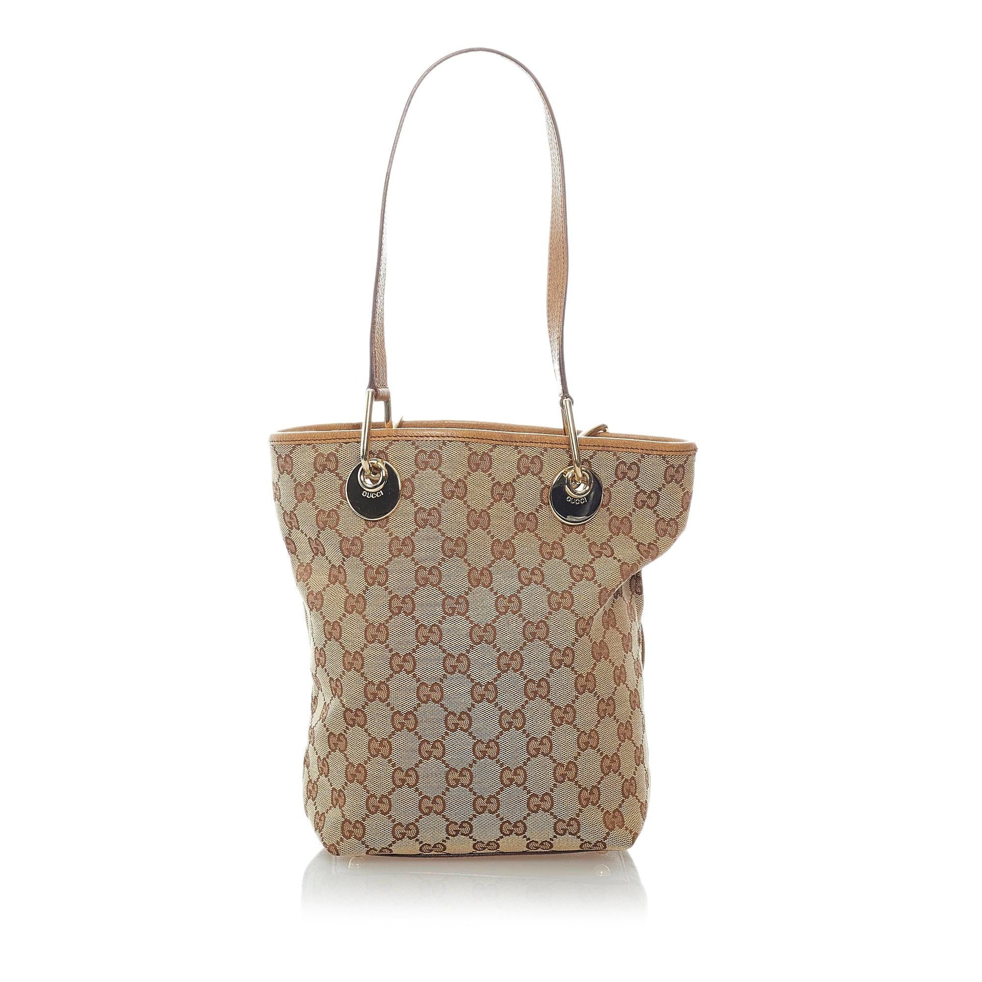 Gucci GG Eclipse SHG Canvas Calf Brown Tote Bag 5