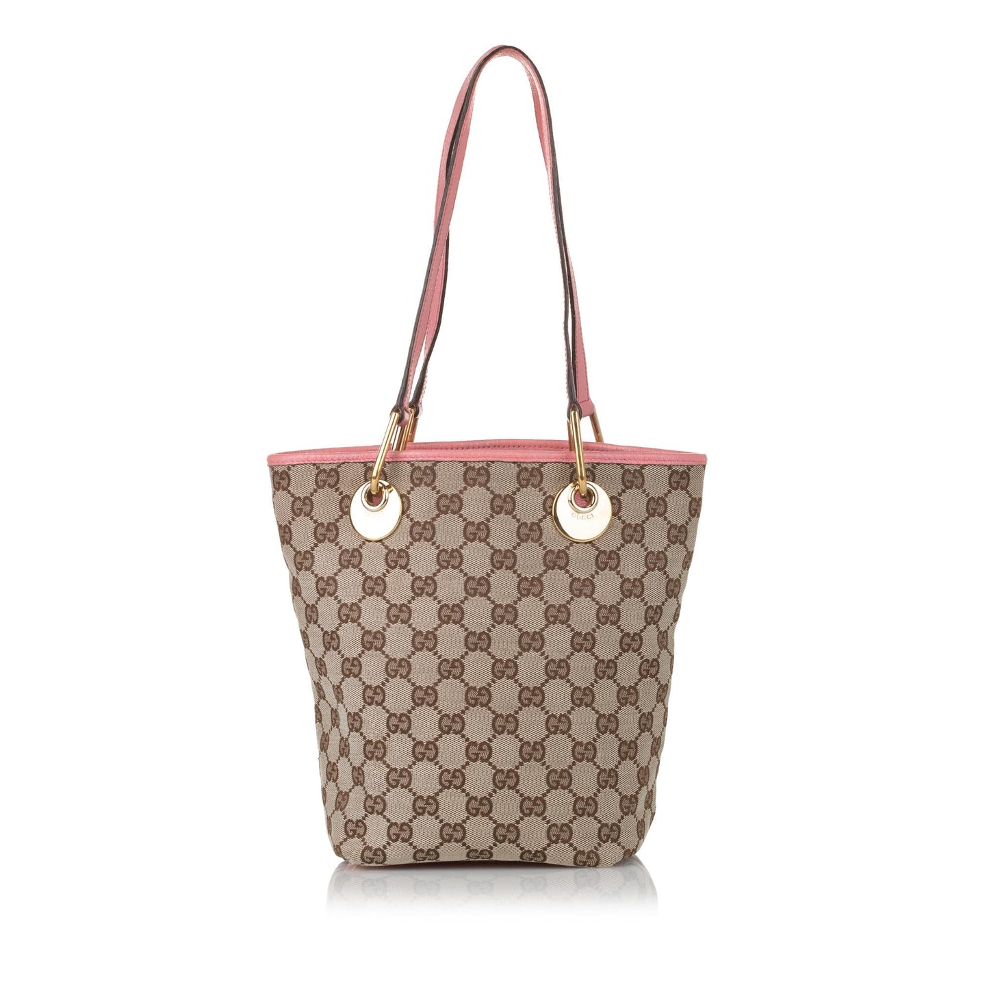 Gucci GG Eclipse SHG Canvas Calf Brown Pink Tote Bag Bag Shg