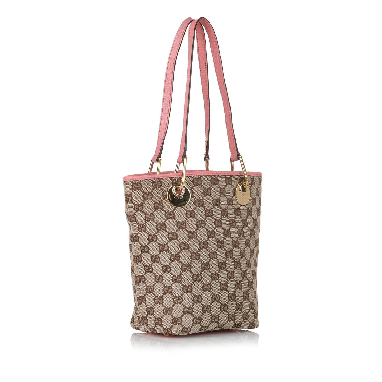 Gucci GG Eclipse SHG Canvas Calf Brown Pink Tote Bag Bag Shg