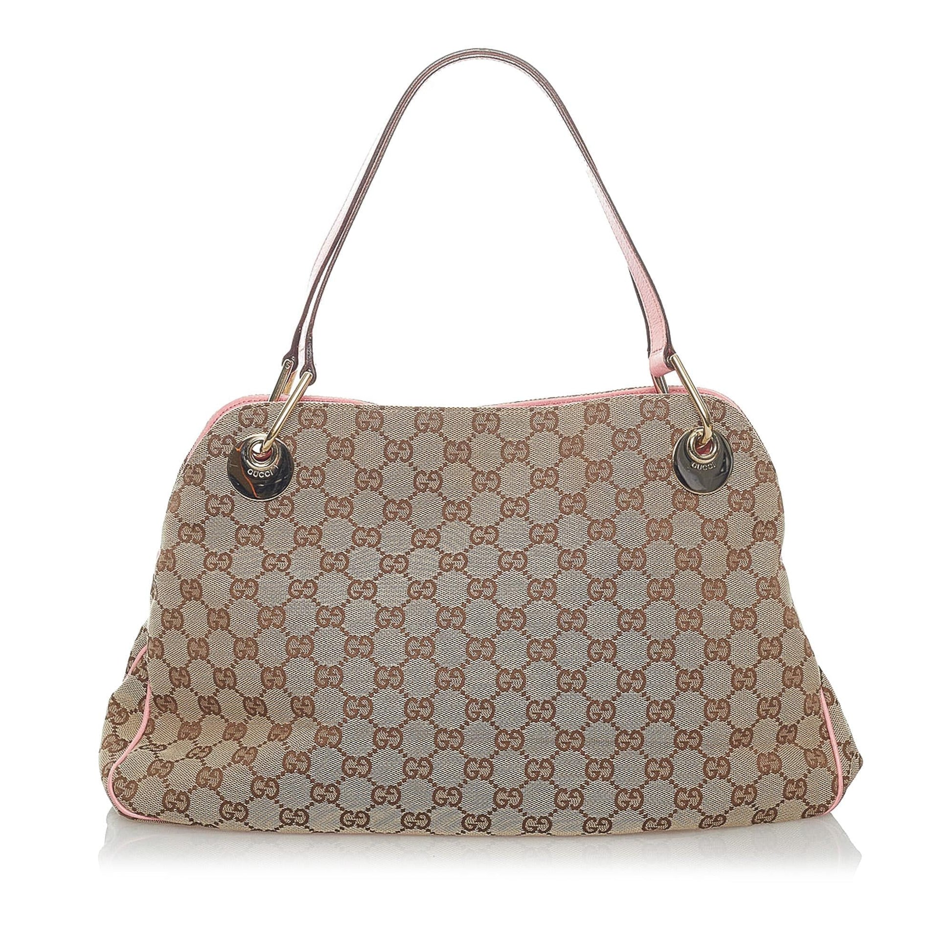 Gucci GG Eclipse SHG Canvas Brown Pink Tote Bag