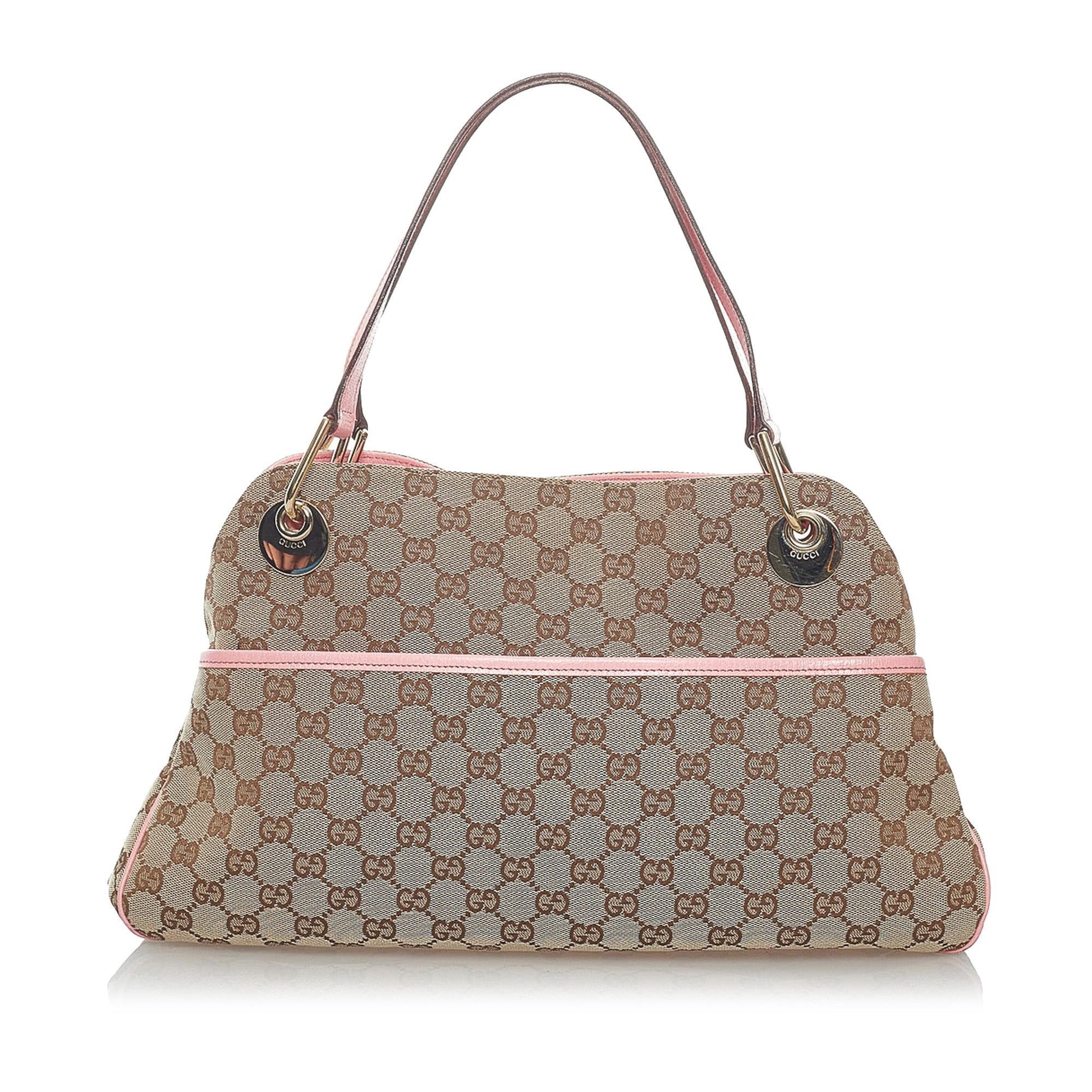 Gucci GG Eclipse SHG Canvas Brown Pink Tote Bag