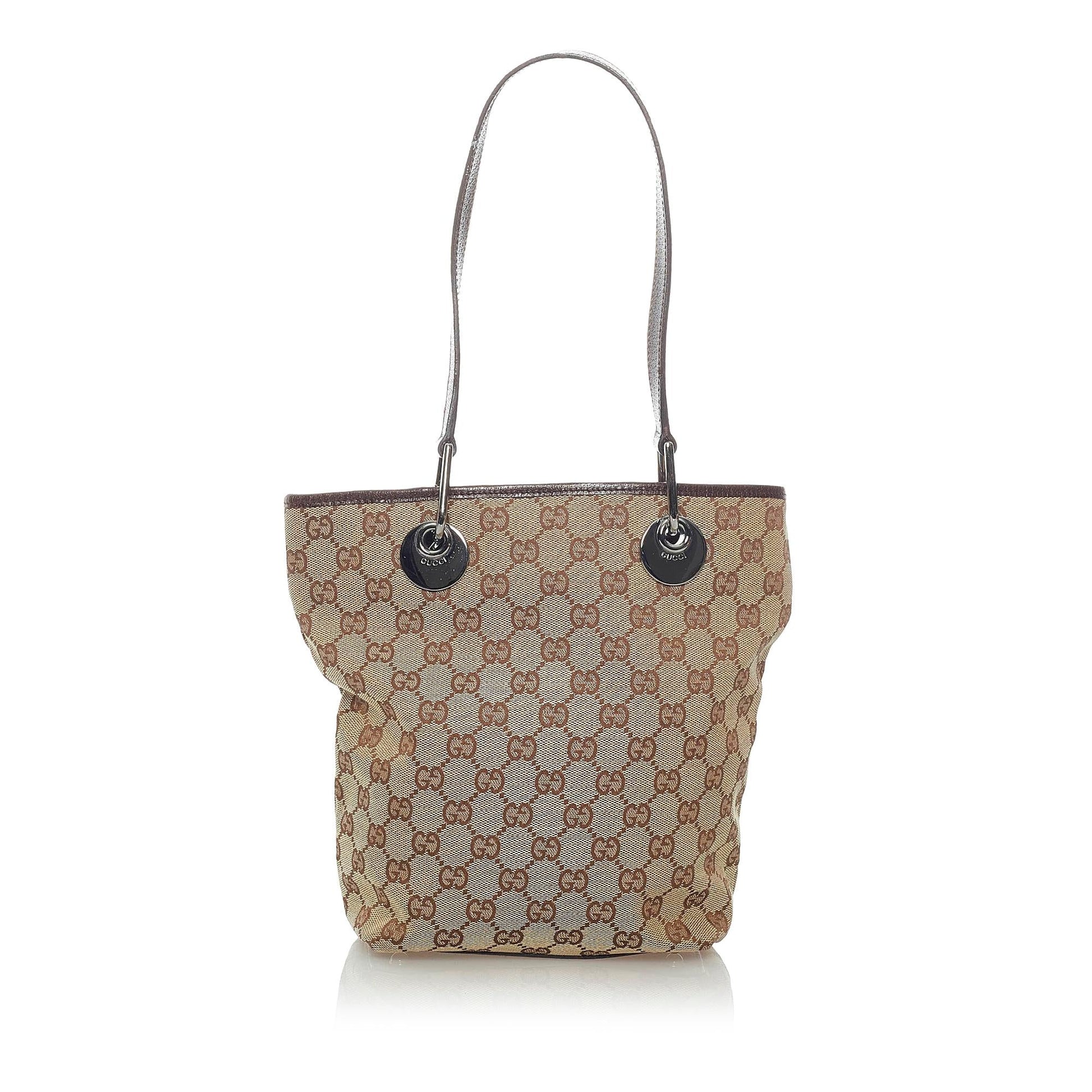 Gucci GG Eclipse SHG Canvas Calf Brown Tote Bag