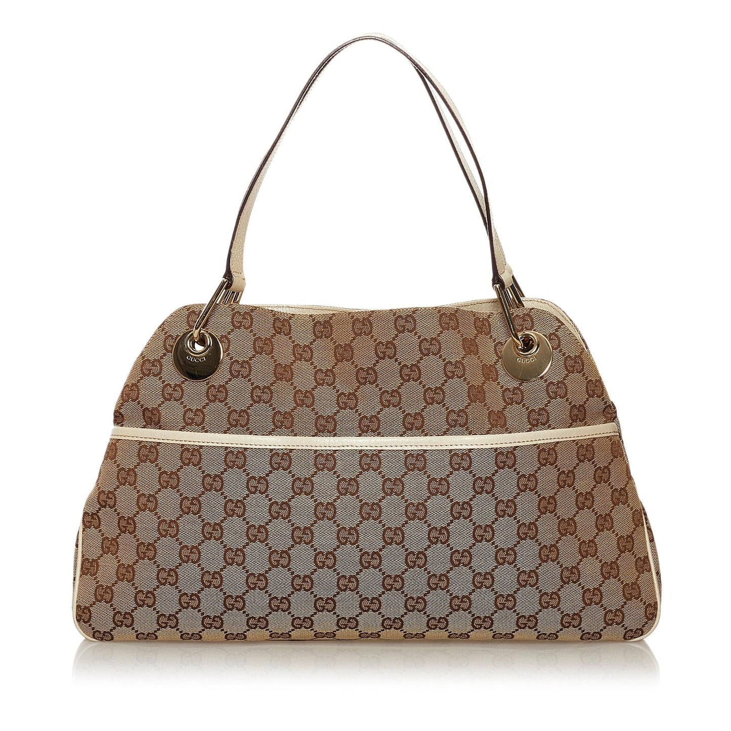 Gucci GG Eclipse SHG Canvas White Brown Tote Bag
