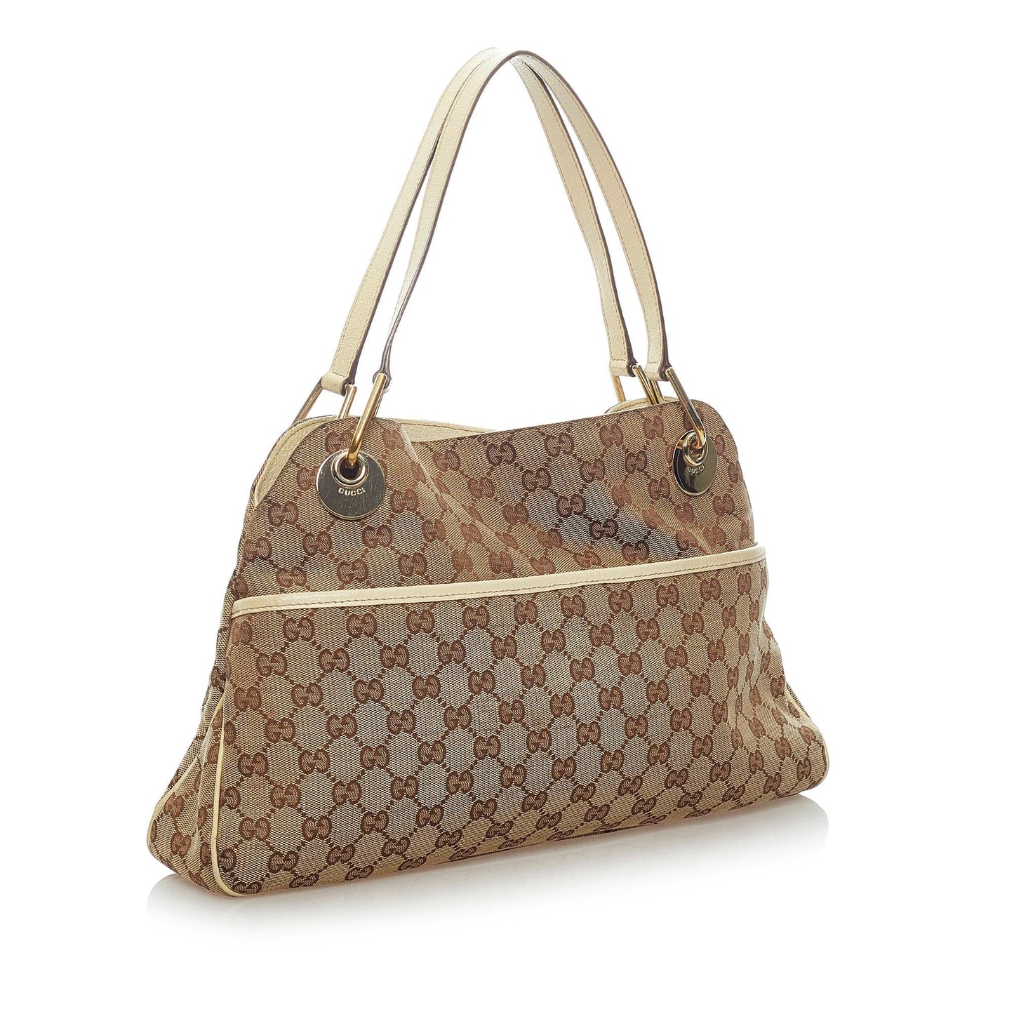 Gucci GG Eclipse SHG Canvas White Brown Tote Bag Bag Shg
