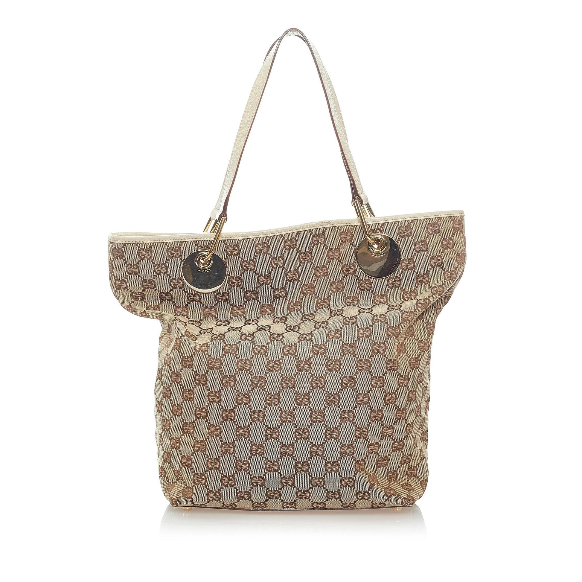 Gucci GG Eclipse SHG Canvas White Brown Tote Bag 3