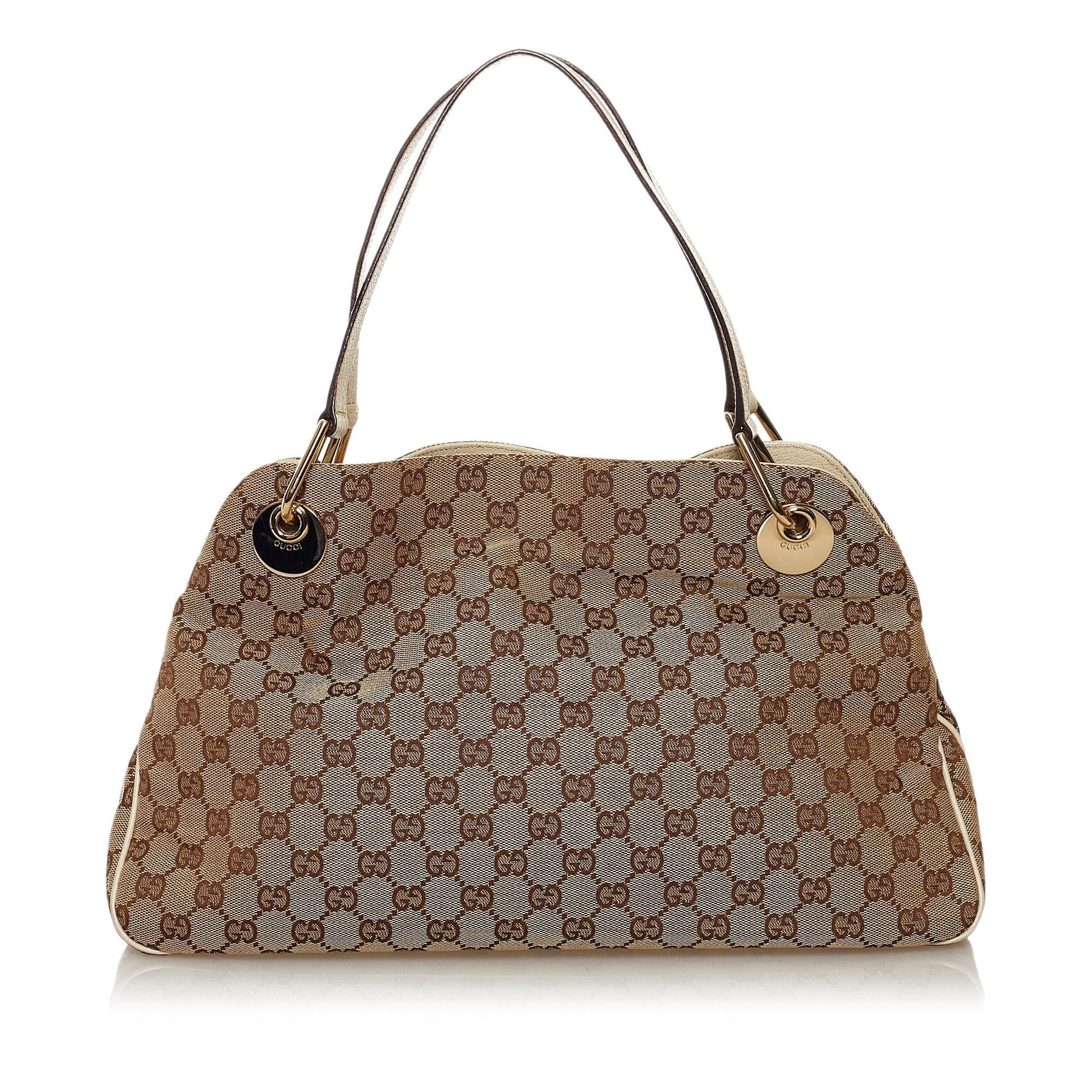 Gucci GG Eclipse SHG Canvas White Brown Tote Bag 4