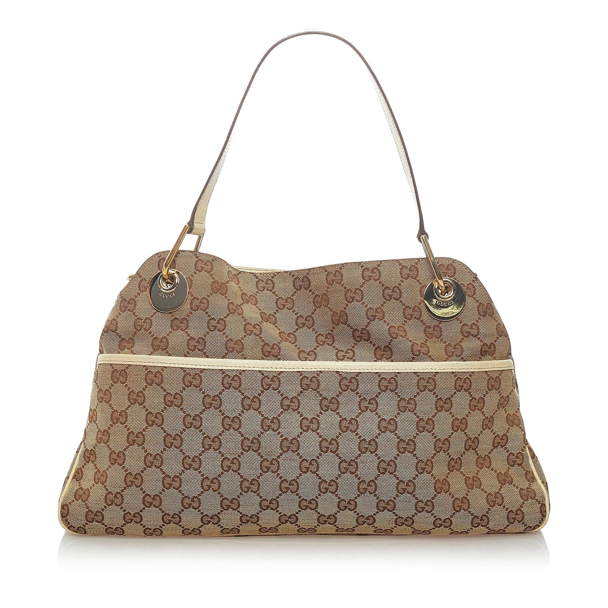 Gucci GG Eclipse SHG Canvas White Brown Tote Bag 5