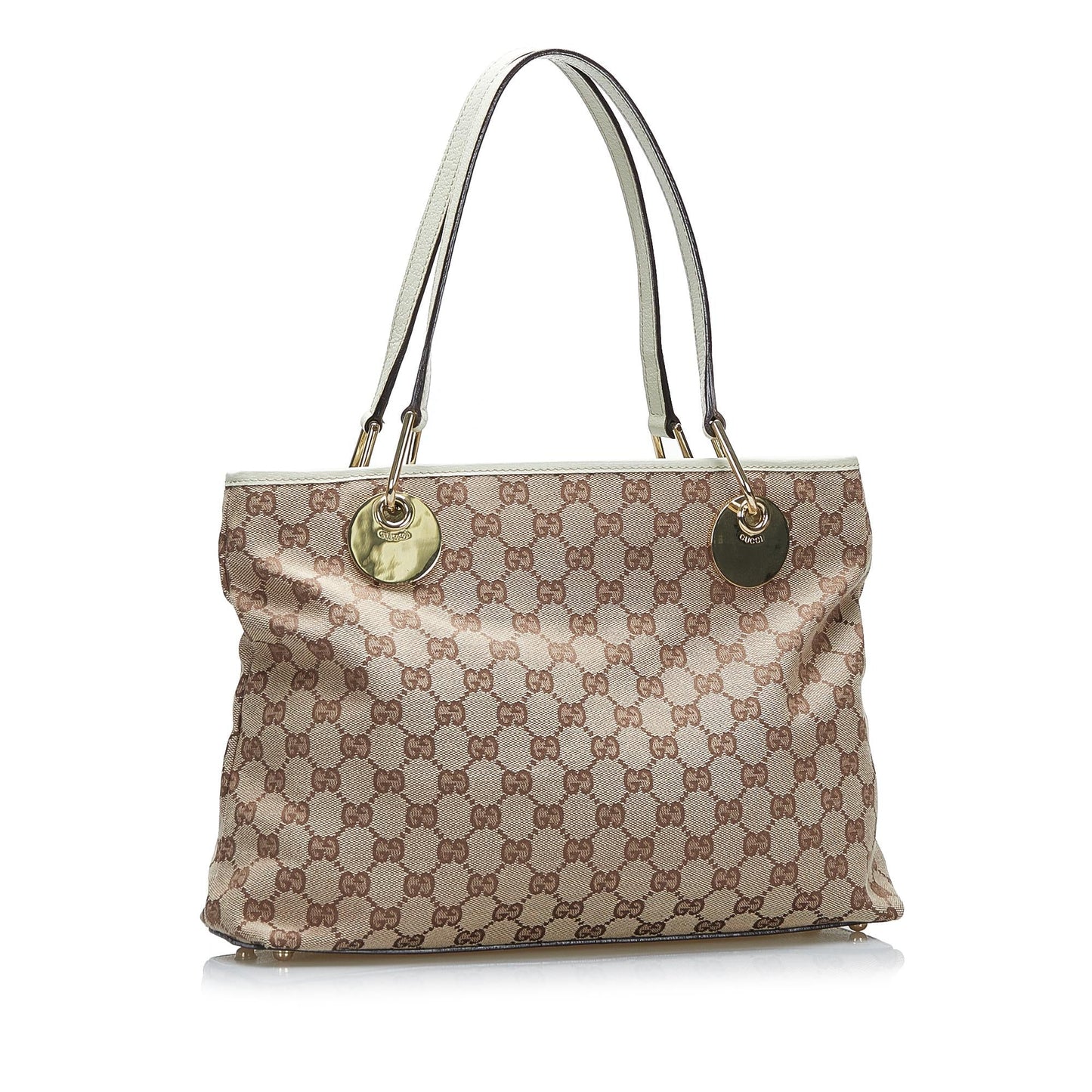 Gucci GG Eclipse SHG-y7kFVR Canvas Calf White Brown Tote Bag