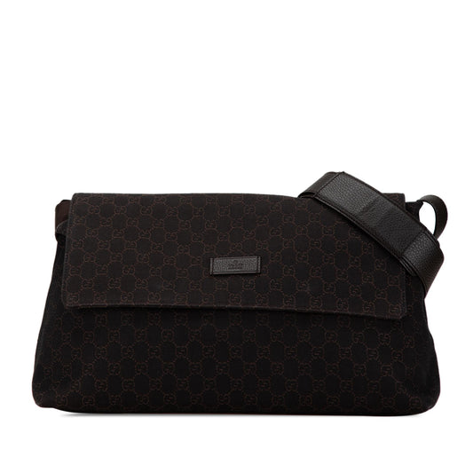 Gucci GG SHG-ekq1Cm Canvas Brown Flap Crossbody Bag
