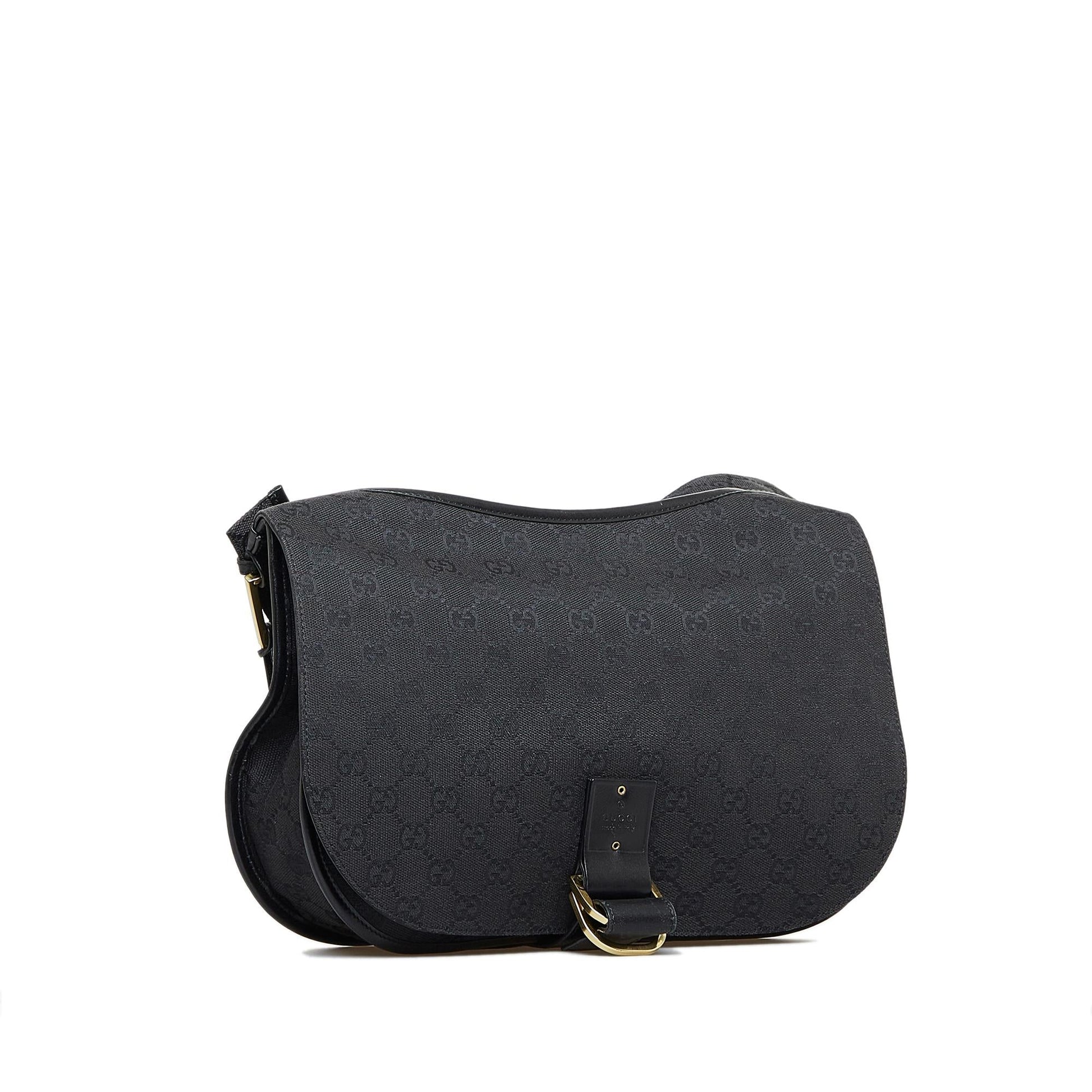 Gucci GG SHG-tltDgF Canvas Black Flap Shoulder Bag