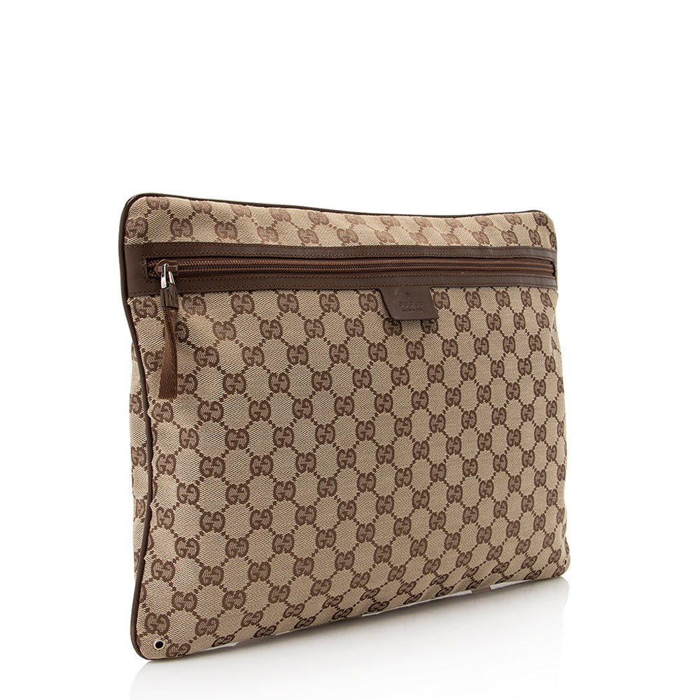 Gucci GG Flat Messenger SHF Leather Canvas Brown Beige Shoes