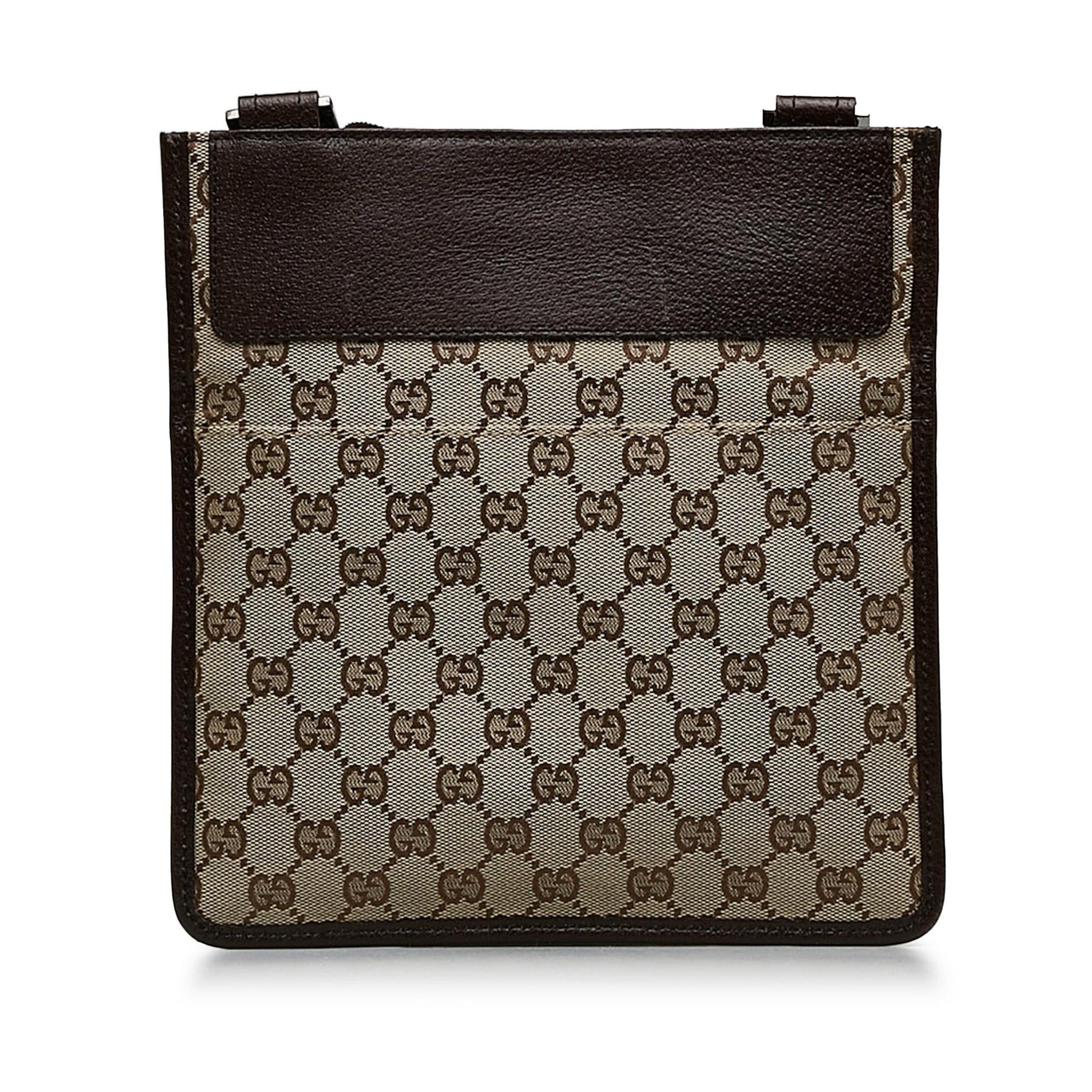 Gucci GG Flat Messenger SHG-tmDaTa Canvas Brown Shoes