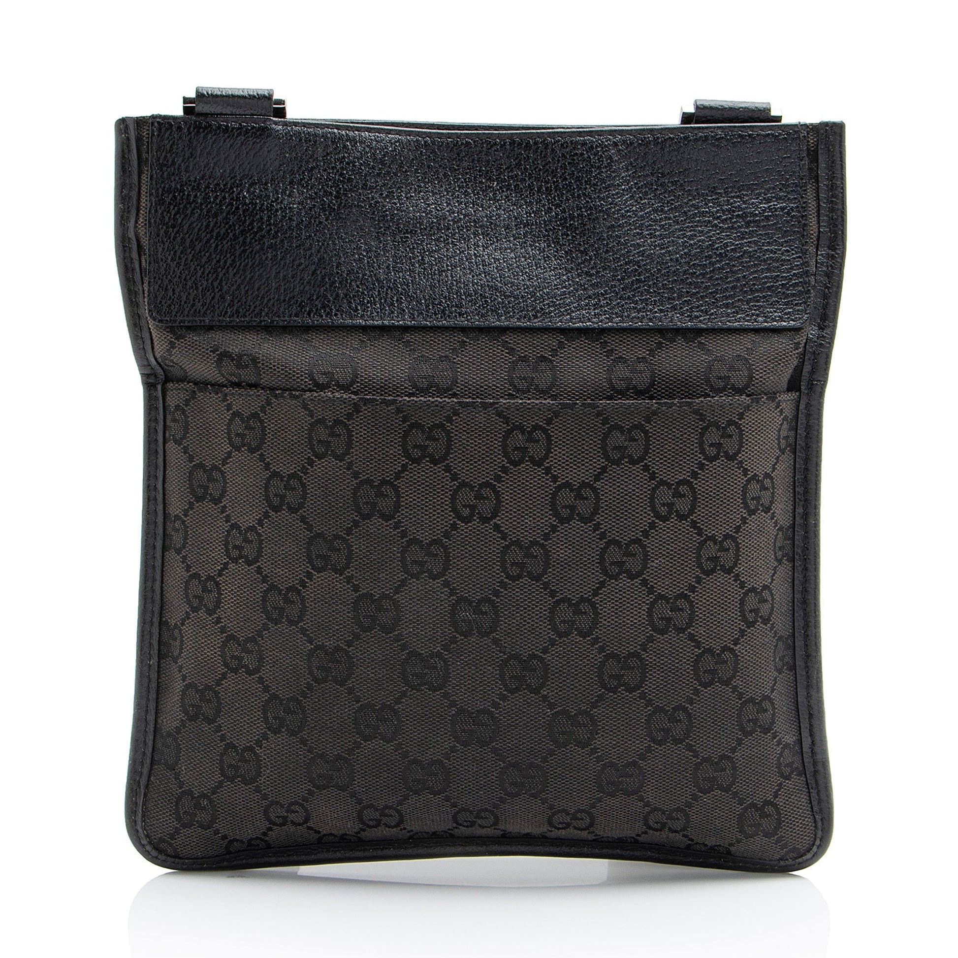 Gucci GG Flat Messenger SHF-Br9CH5 Leather Canvas Nylon Black Shoes