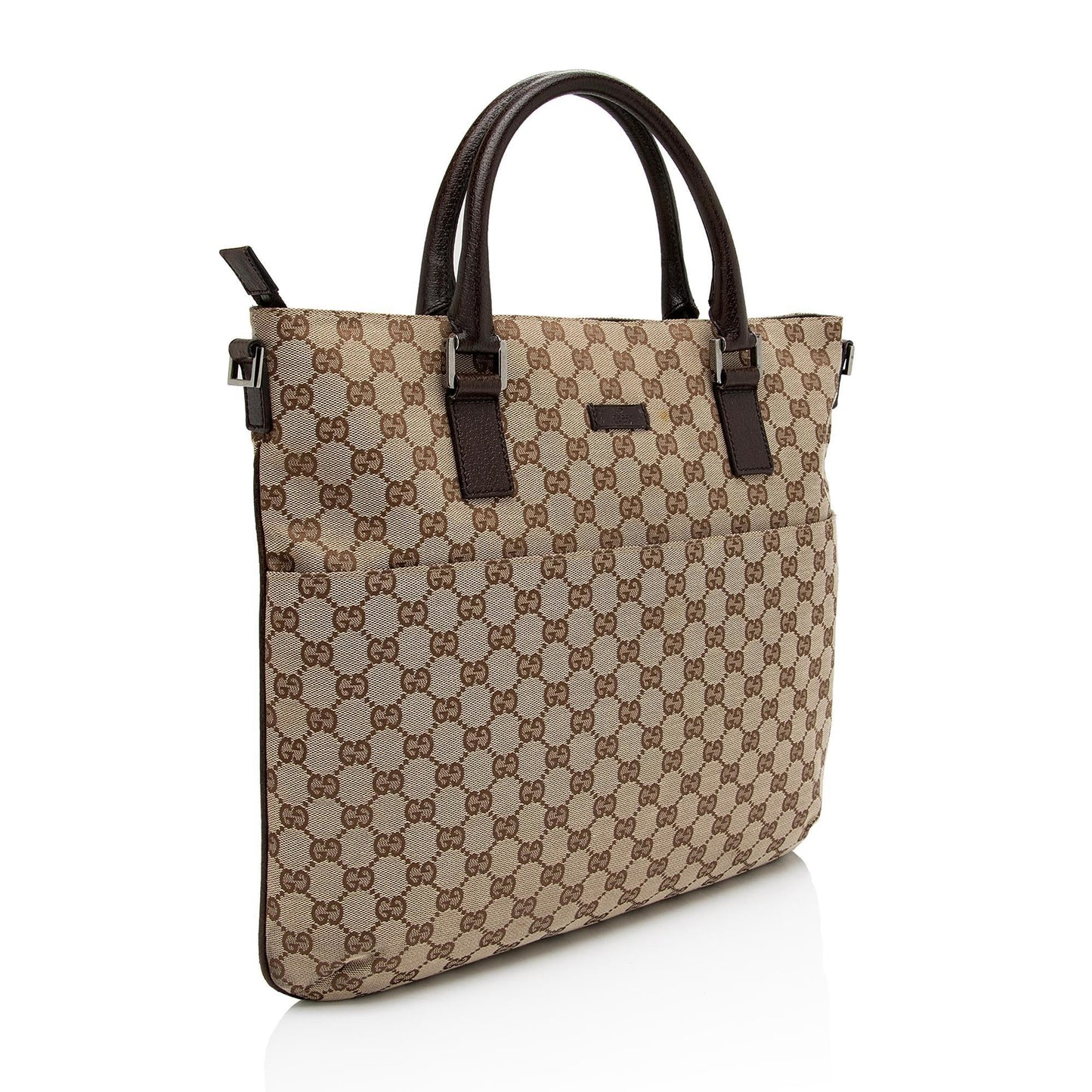 Gucci GG Front Pocket Convertible SHF-DbPq0d Leather Canvas Brown Beige Tote Bag