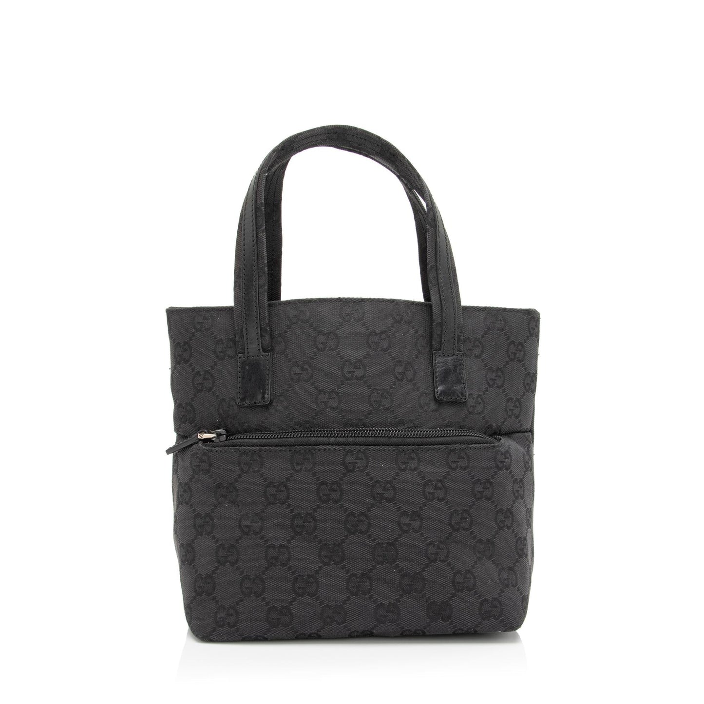 Gucci GG Front Pocket SHF-v82o4Q Leather Canvas Black Mini Tote Bag