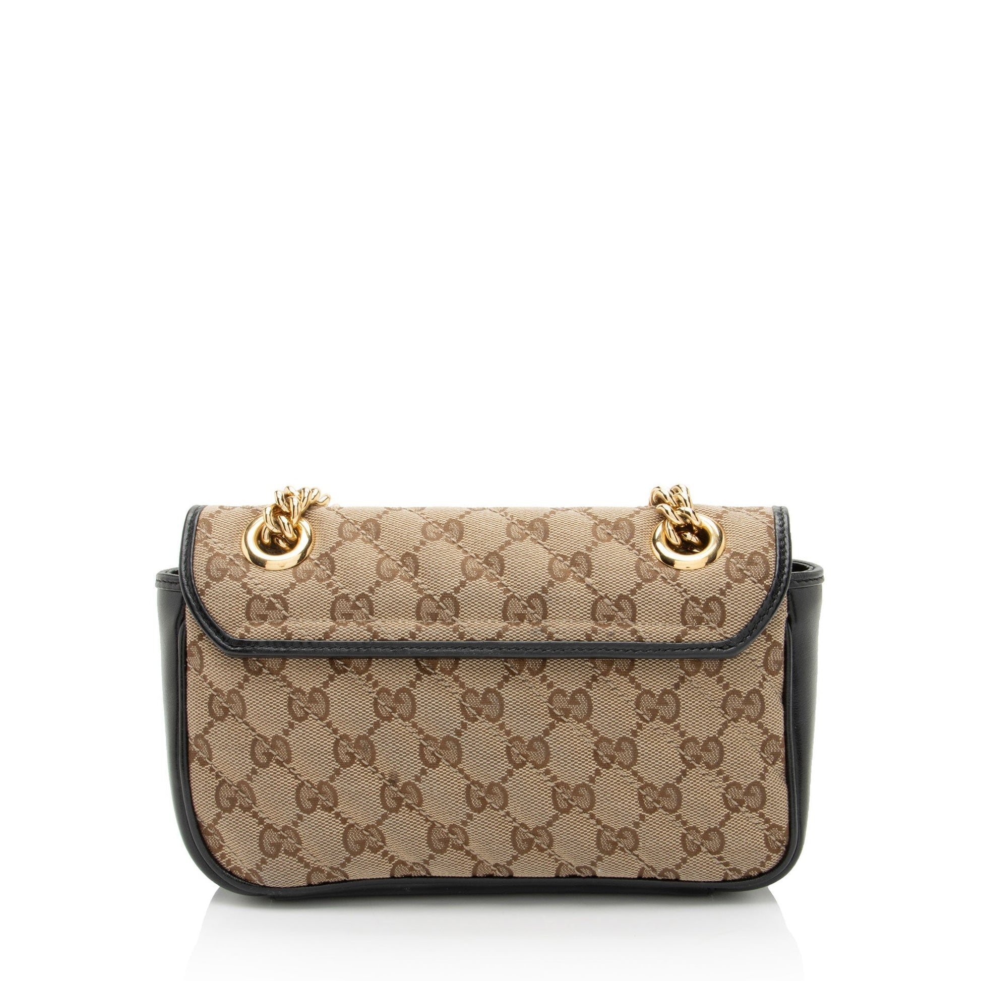 Gucci GG Marmont Flap Matelasse Leather Canvas Black Crossbody Bag
