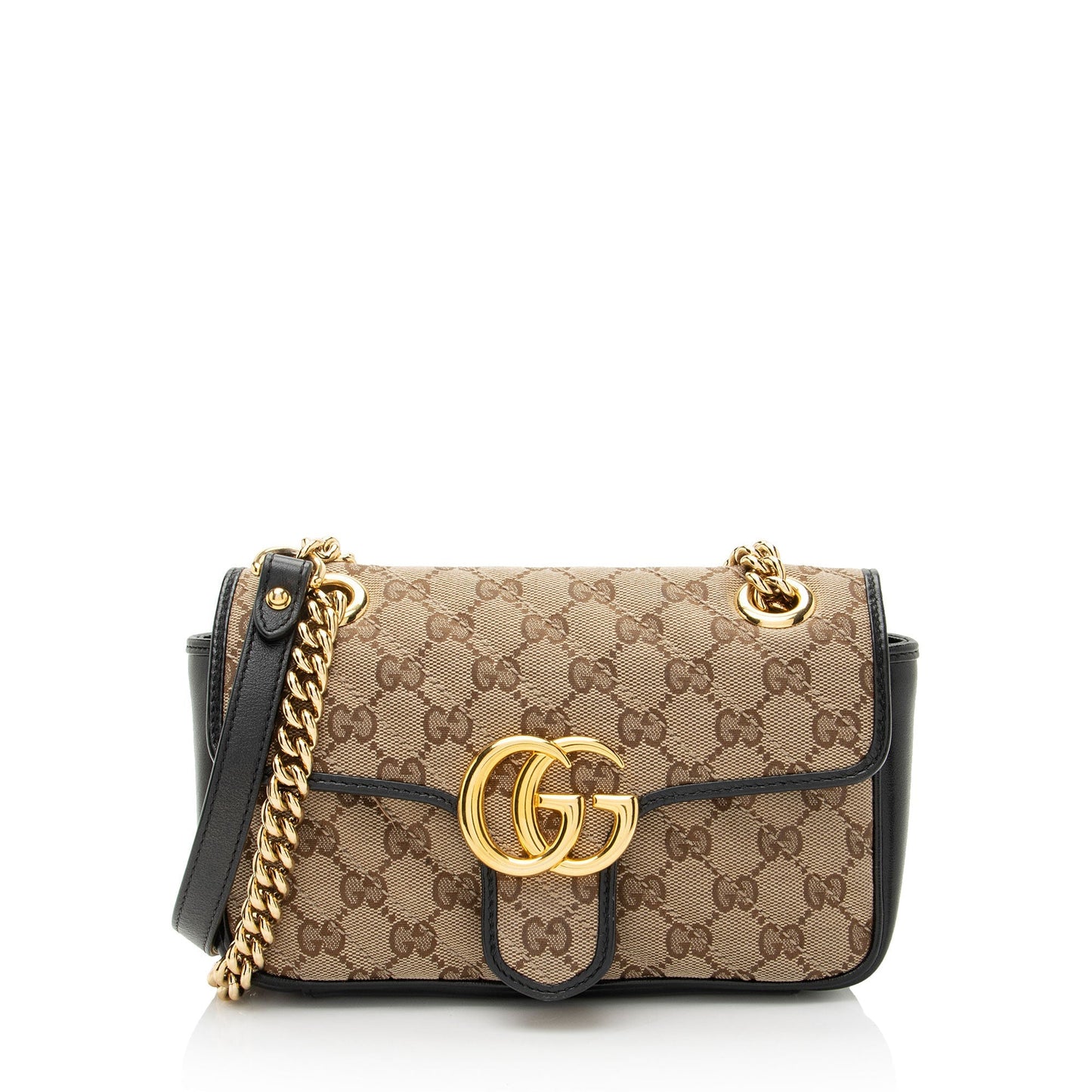 Gucci GG Marmont Flap Matelasse Leather Canvas Black Crossbody Bag