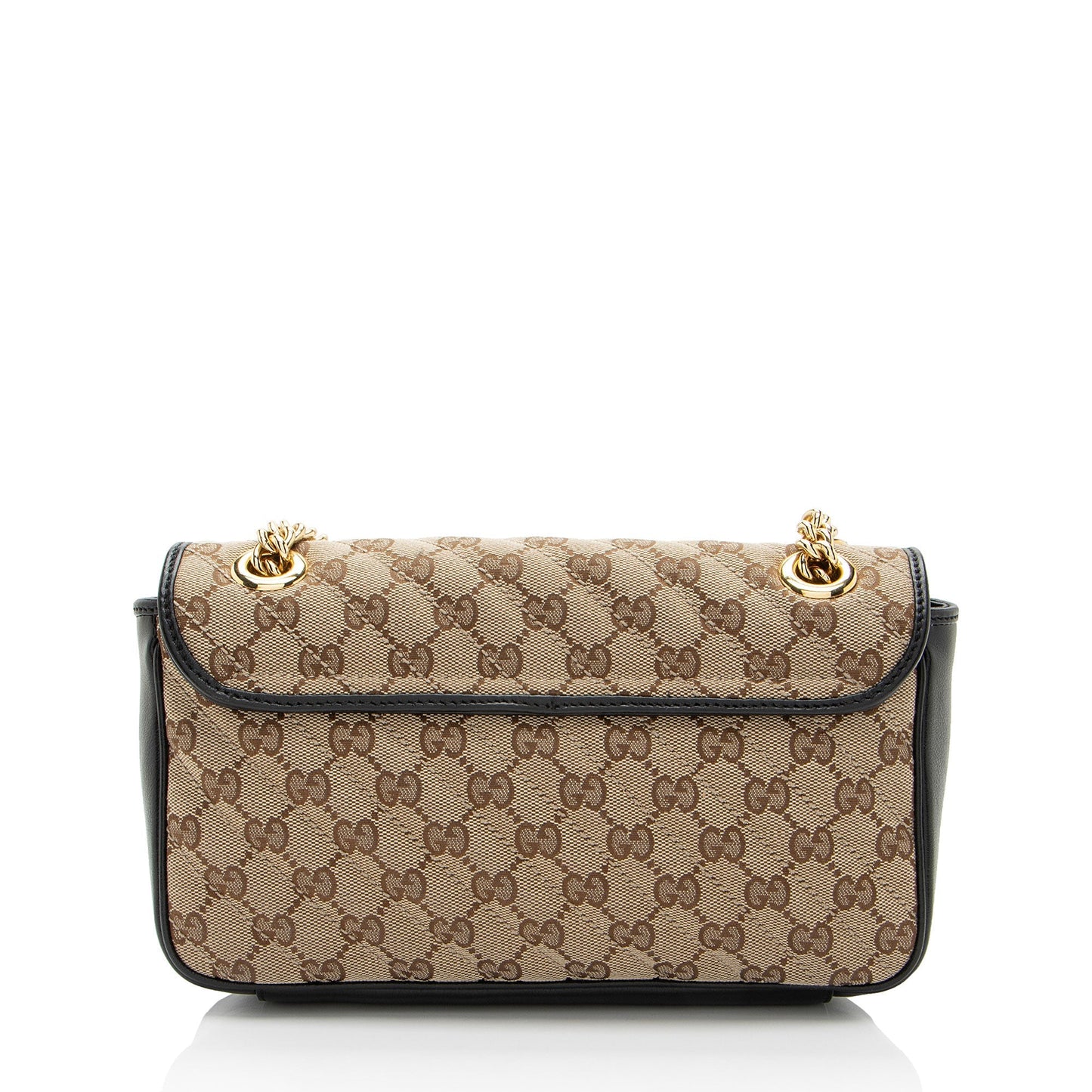 Gucci GG Marmont Flap SHF-gUhUoV Leather Canvas Black Beige Crossbody Bag