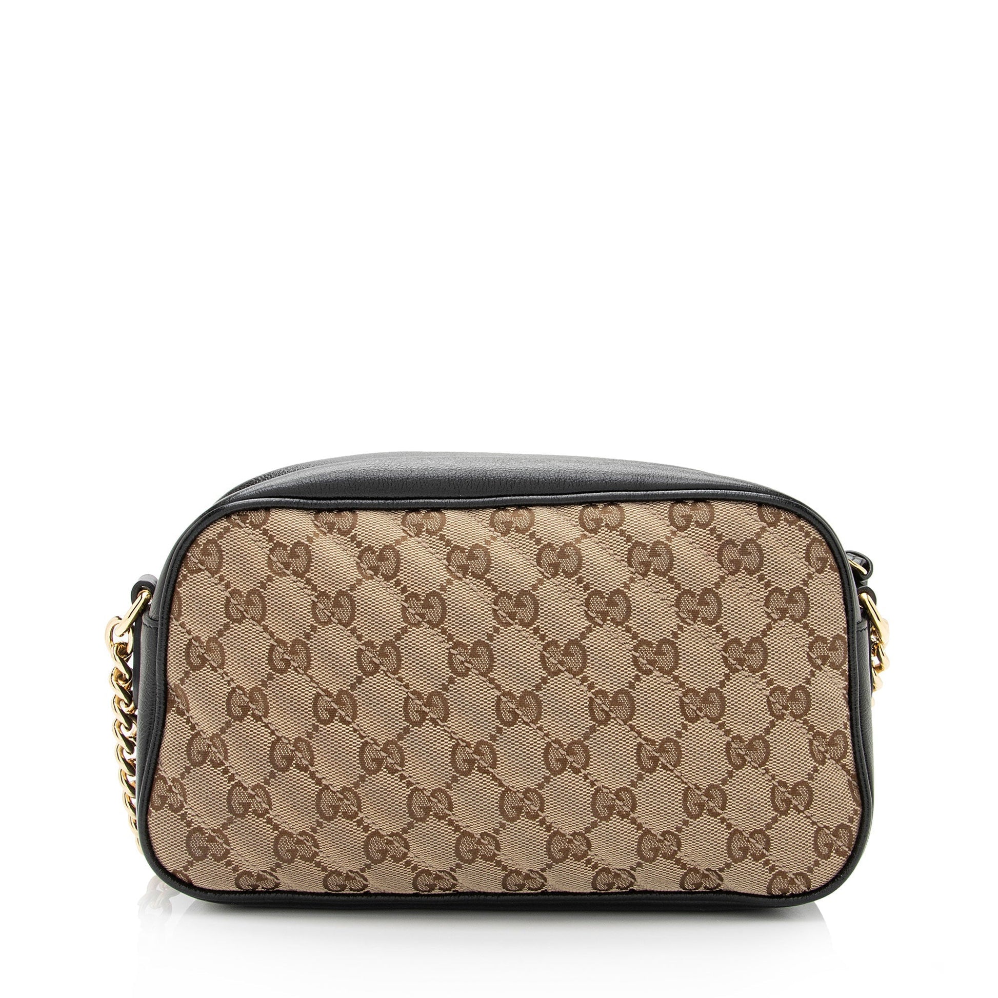 Gucci GG Marmont SHF-JQX8ke Leather Canvas Black Beige Crossbody Bag
