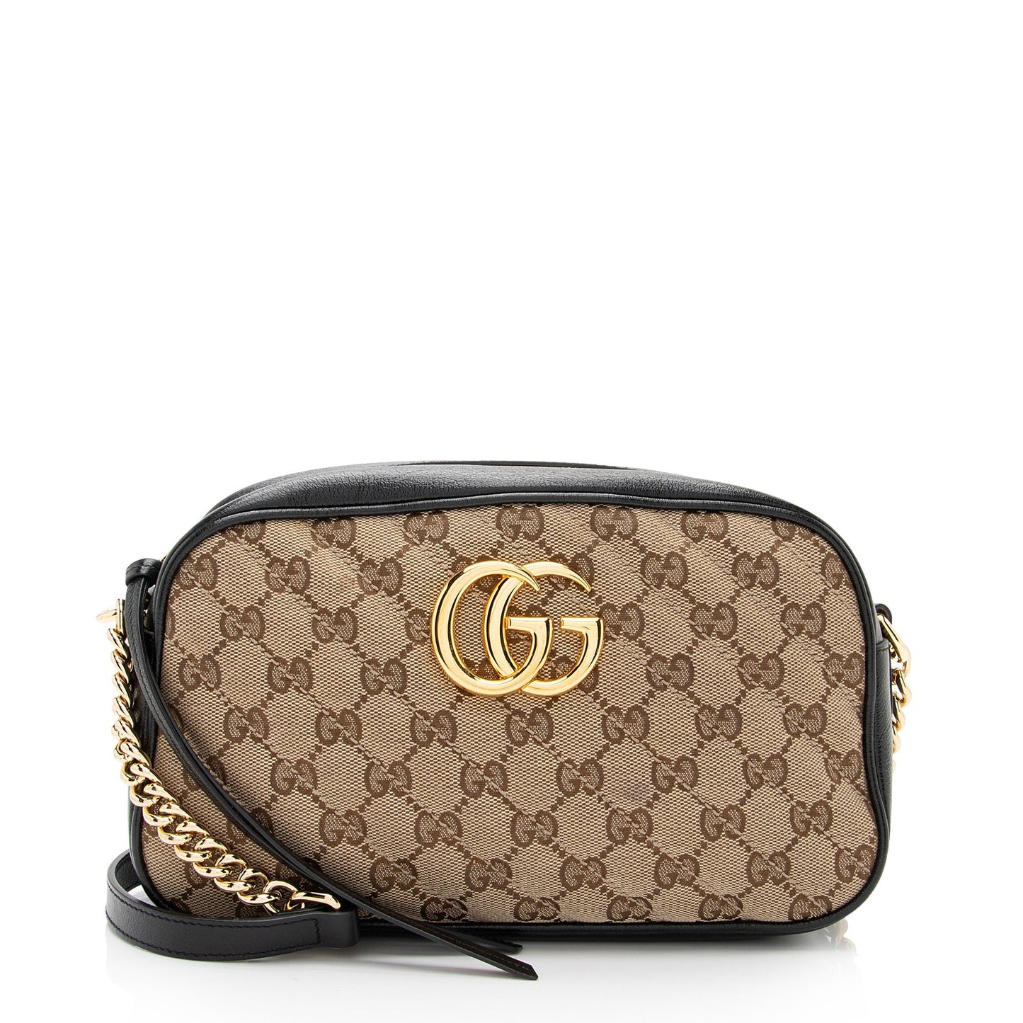 Gucci GG Marmont SHF-JQX8ke Leather Canvas Black Beige Crossbody Bag