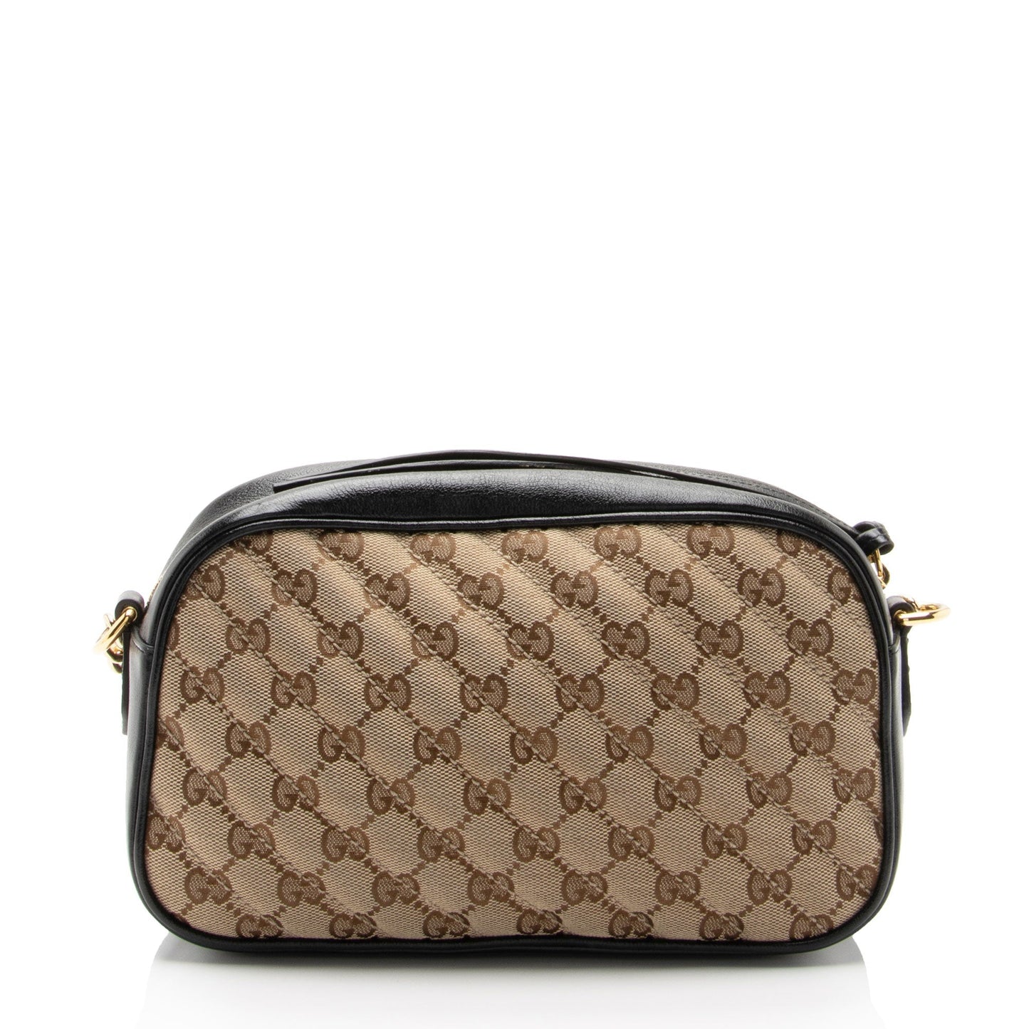 Gucci GG Marmont SHF-kPDHre Leather Canvas Black Beige Crossbody Bag