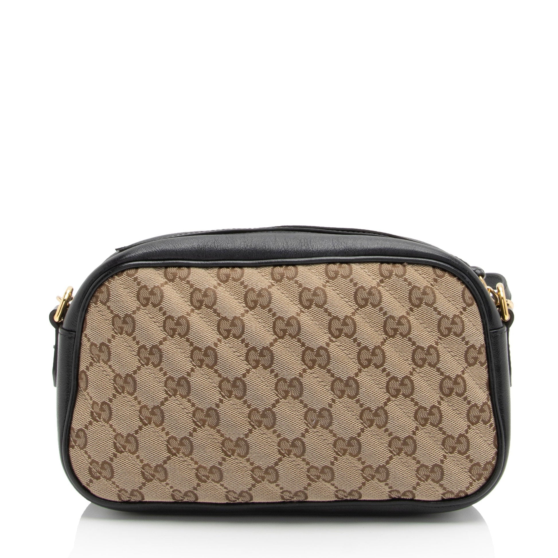 Gucci GG Marmont SHF-09Q1ec Leather Canvas Black Beige Crossbody Bag