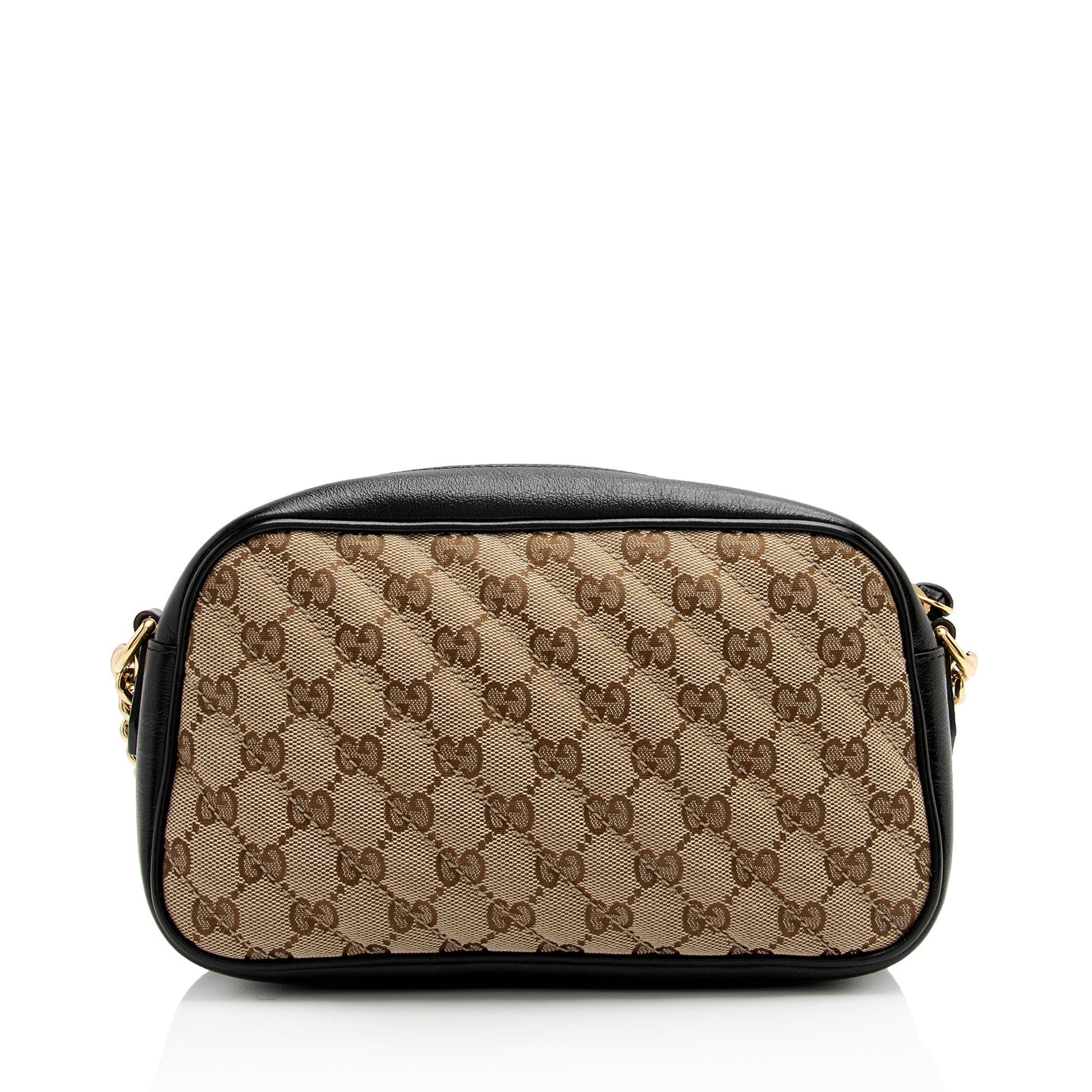 Gucci GG Marmont SHF-OkDG16 Leather Canvas Black Beige Crossbody Bag